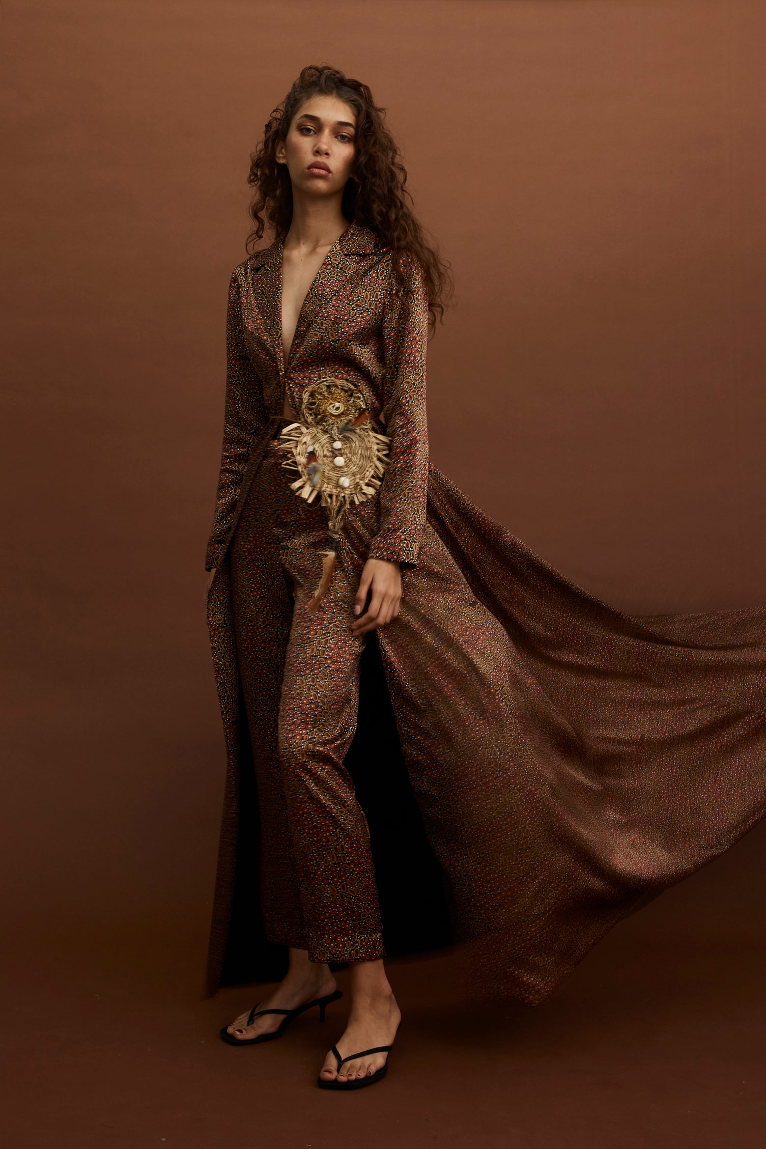 Jibaanga Chocolate Silk Trench