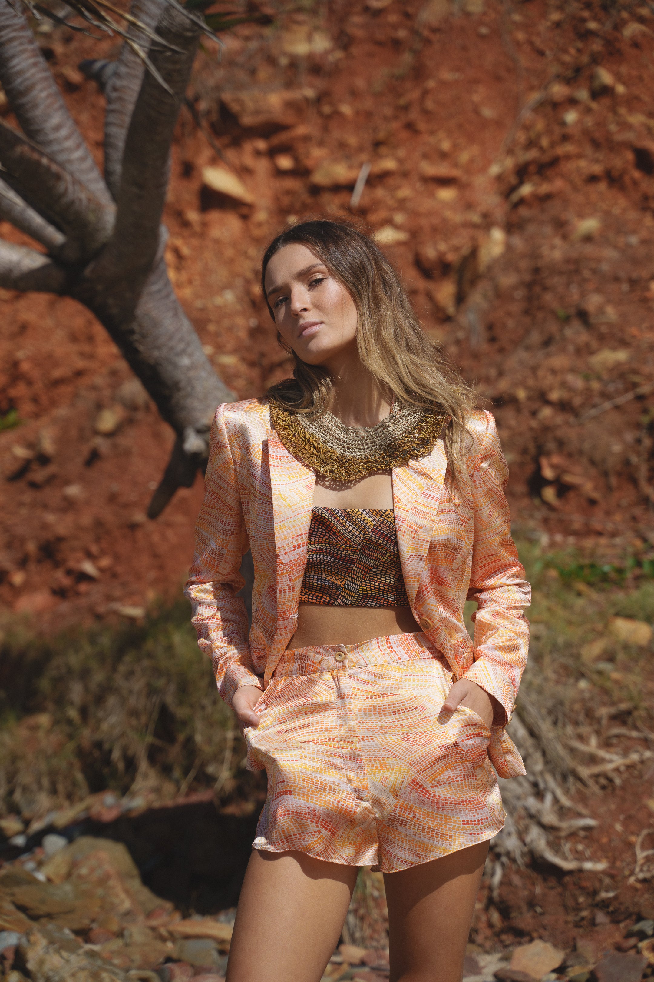 Jaanymili Sunset Slimline Comfort Silk Jacket (Ready To Wear)