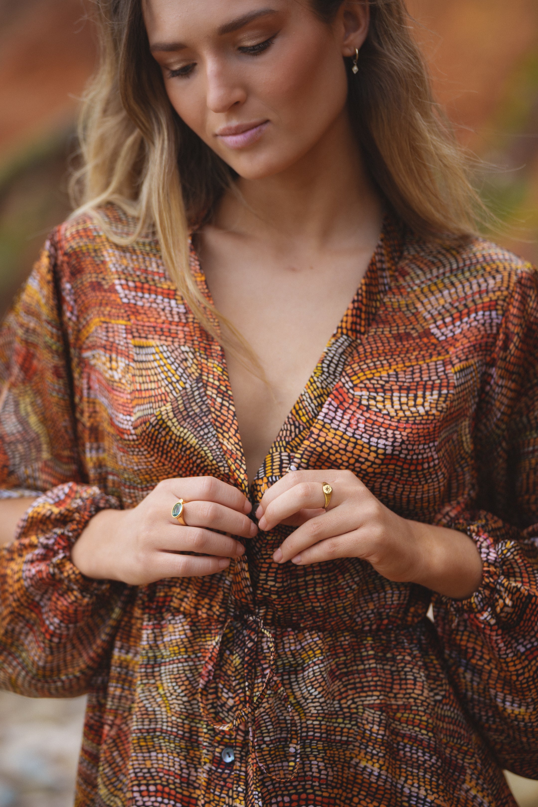 Collectors Edit | Jaanymili Button Front & Slashed Sleeved Silk Dress