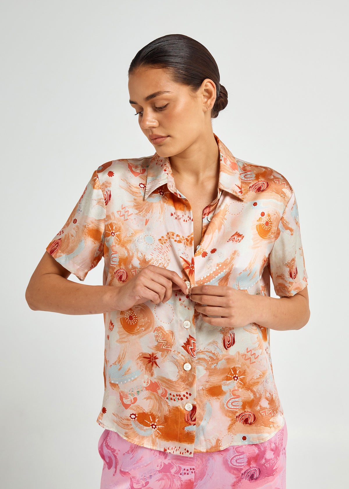 Fluid Short Sleeved Silk Shirt