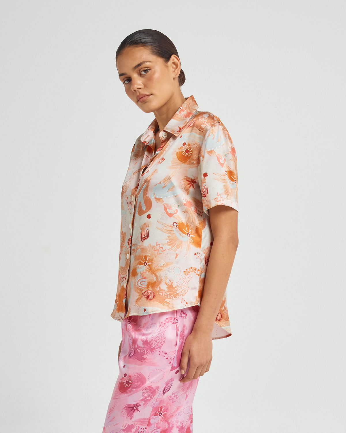 Fluid Short Sleeved Silk Shirt