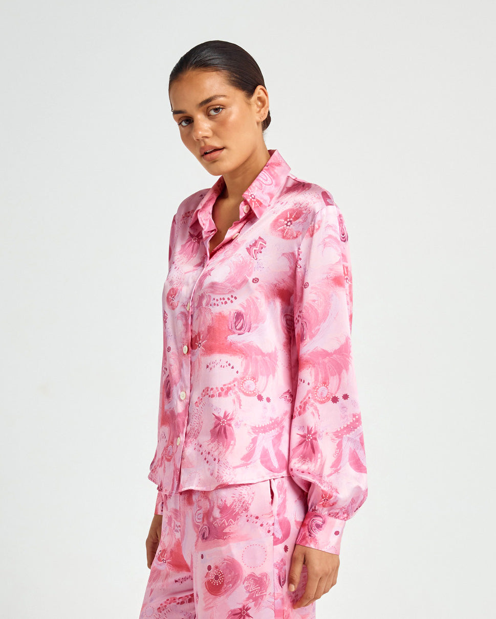 Fluid Long Sleeve Silk Shirt