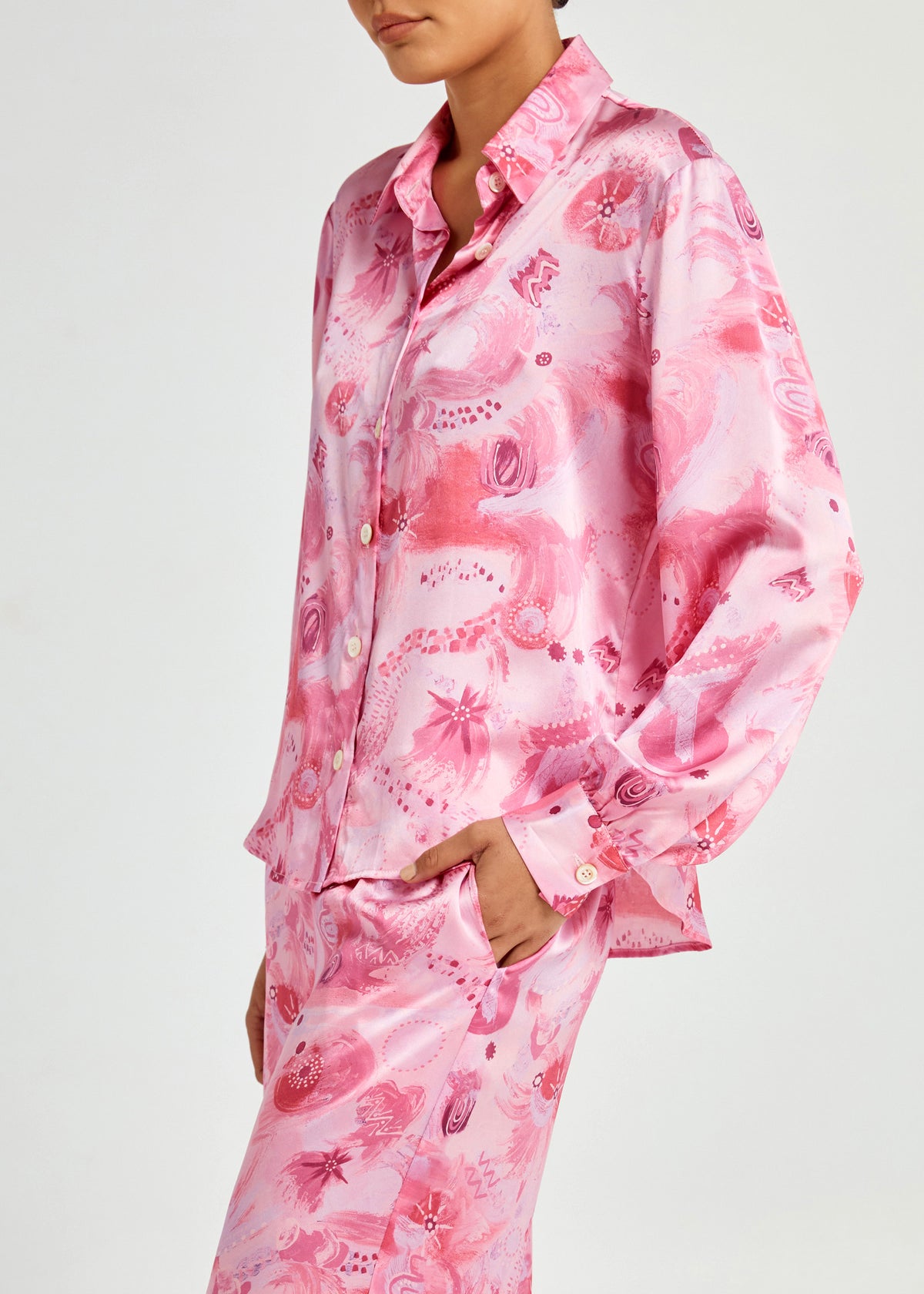 Fluid Long Sleeve Silk Shirt