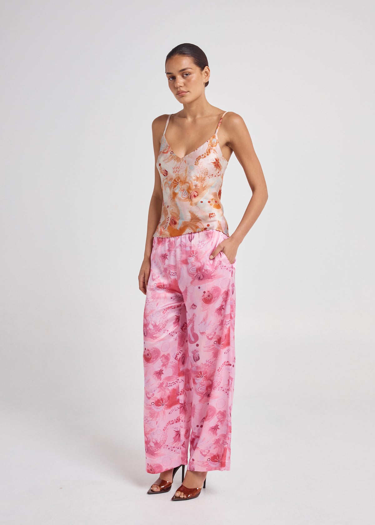 Wide Leg Silk Pant