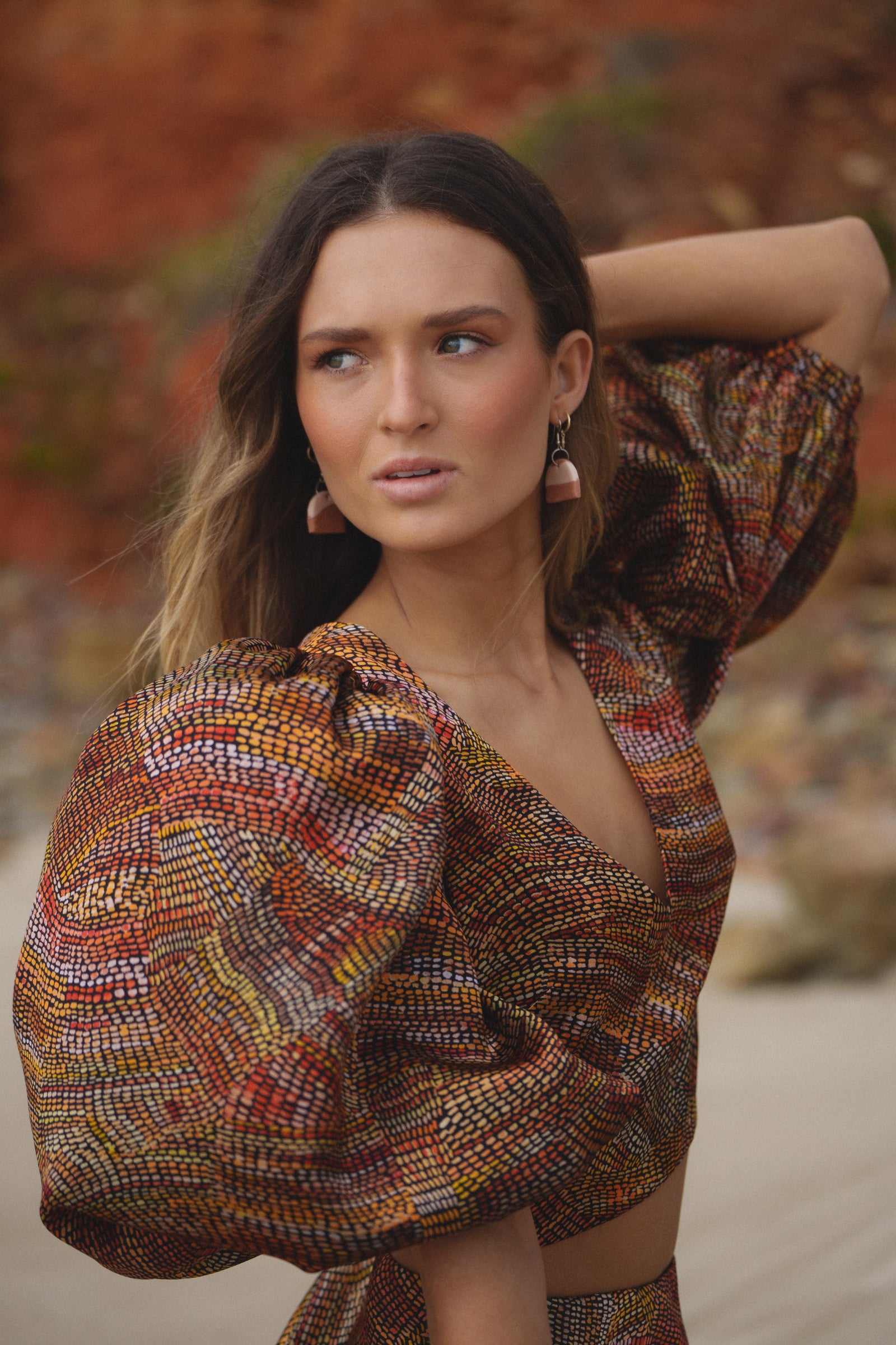 Jaanymili Silk Full Sleeve Keyhole Blouse (Ready To Wear)