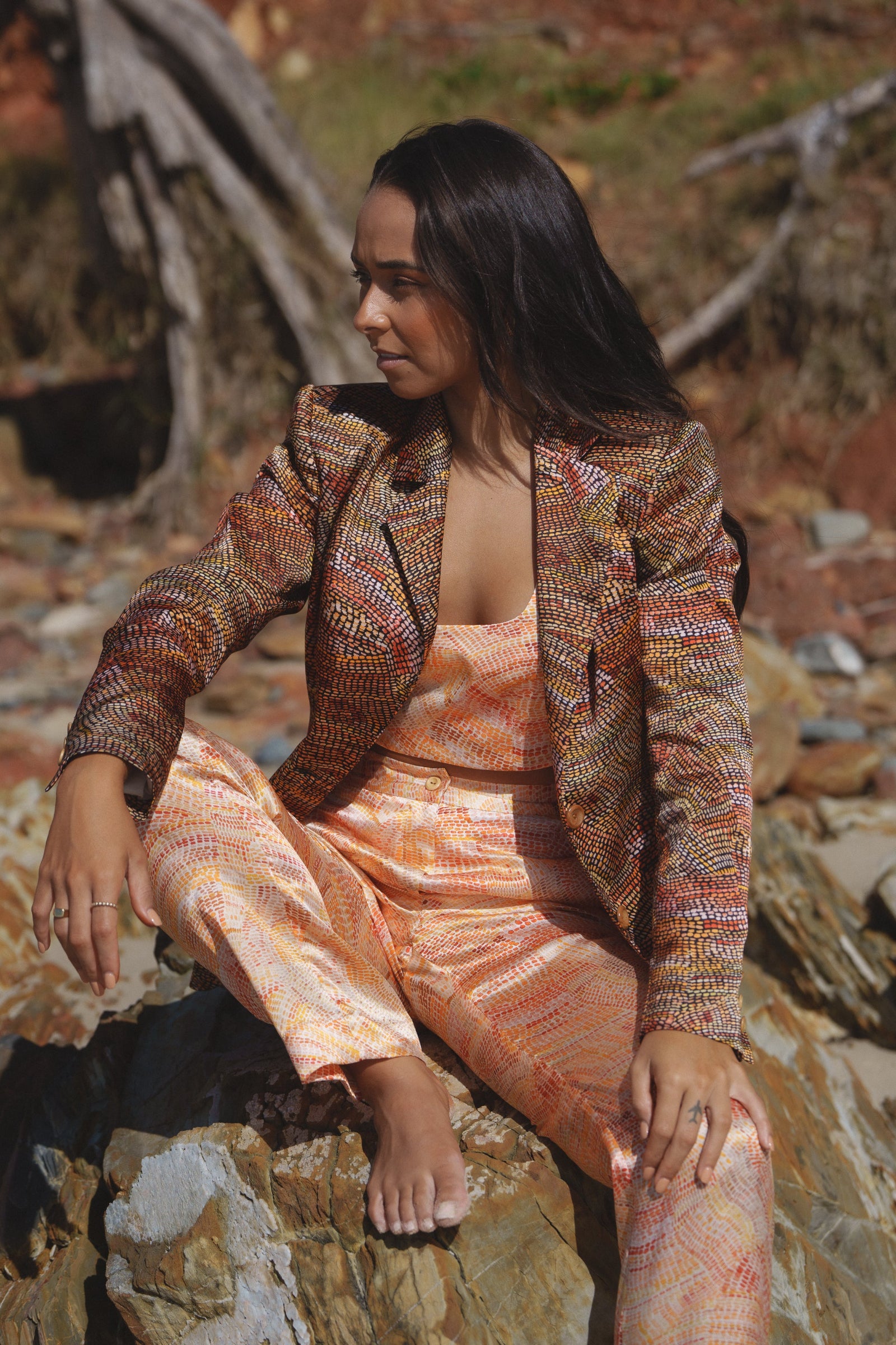 Jaanymili Sunset Flattering Silk Pant