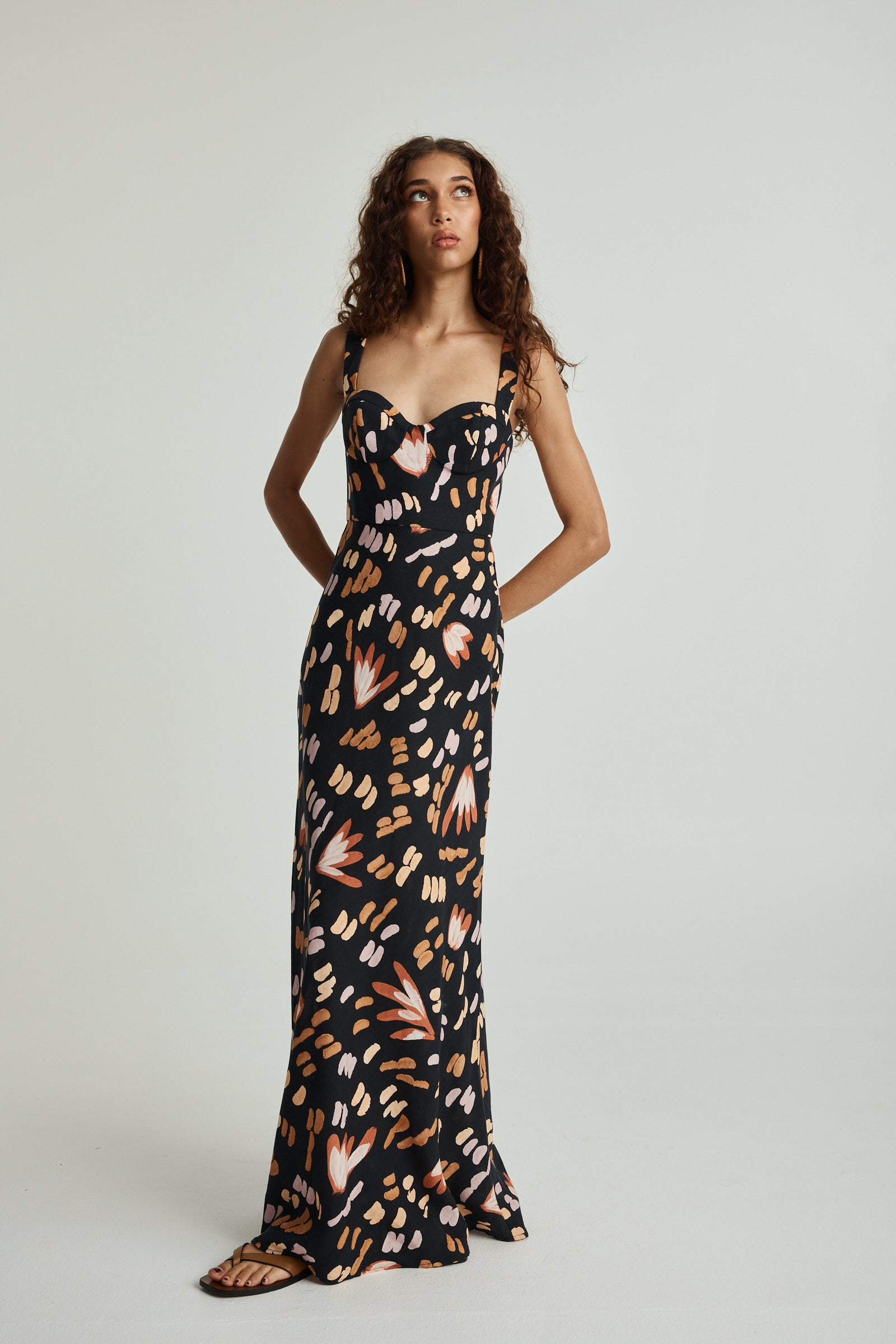 Jari & Jinda Black Linen Maxi Dress