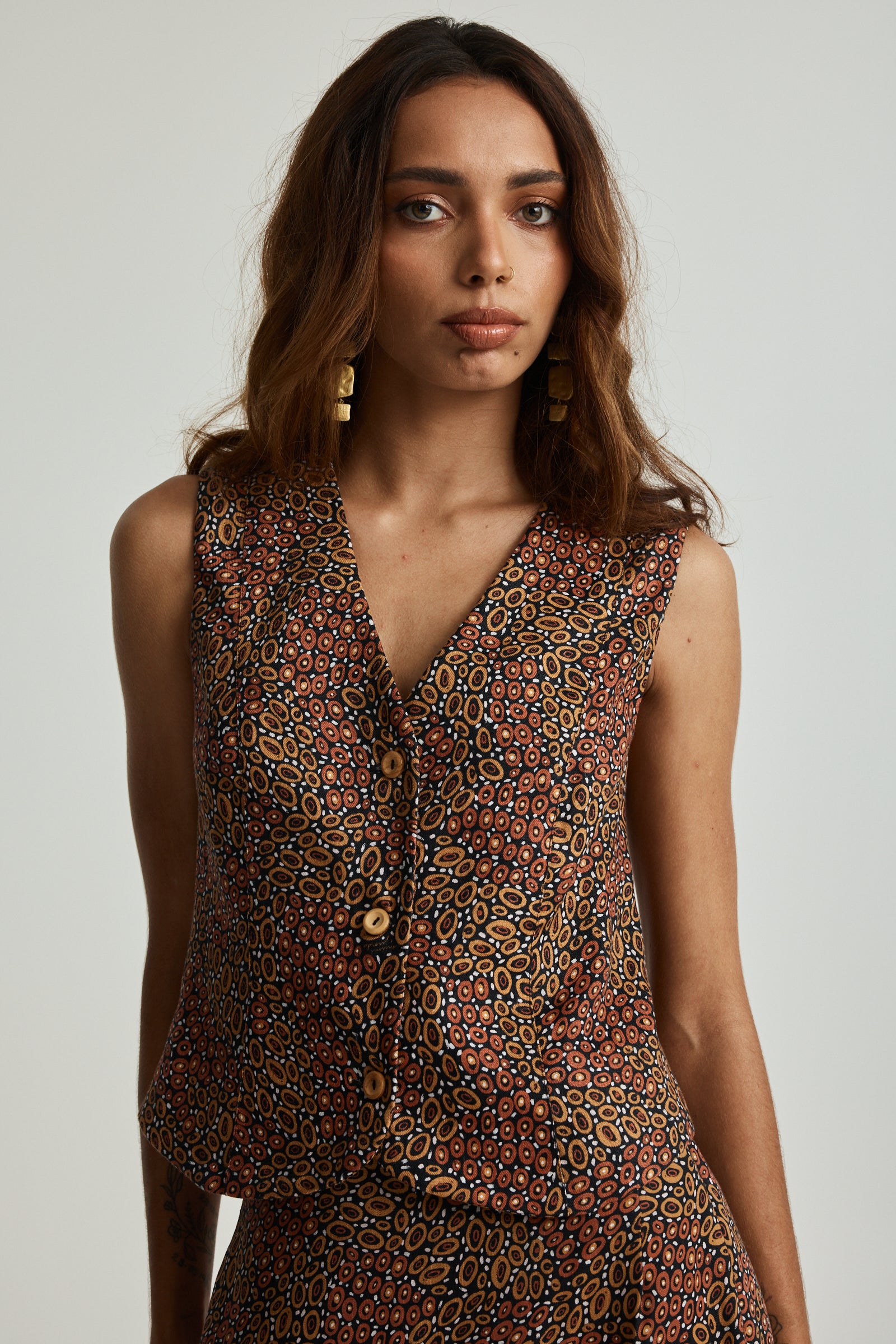 Jibaanga Chocolate Linen Vest