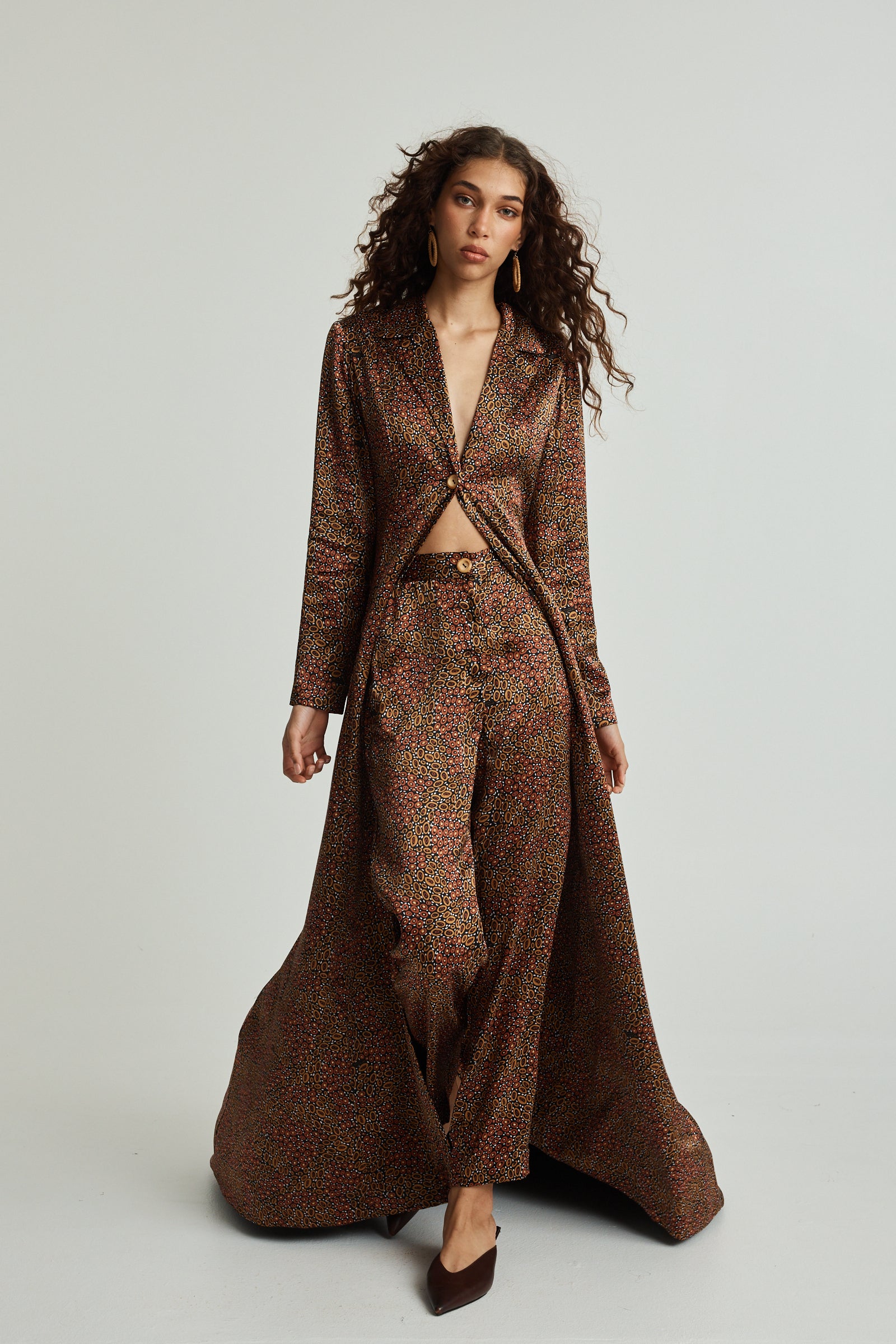 Jibaanga Chocolate Silk Trench