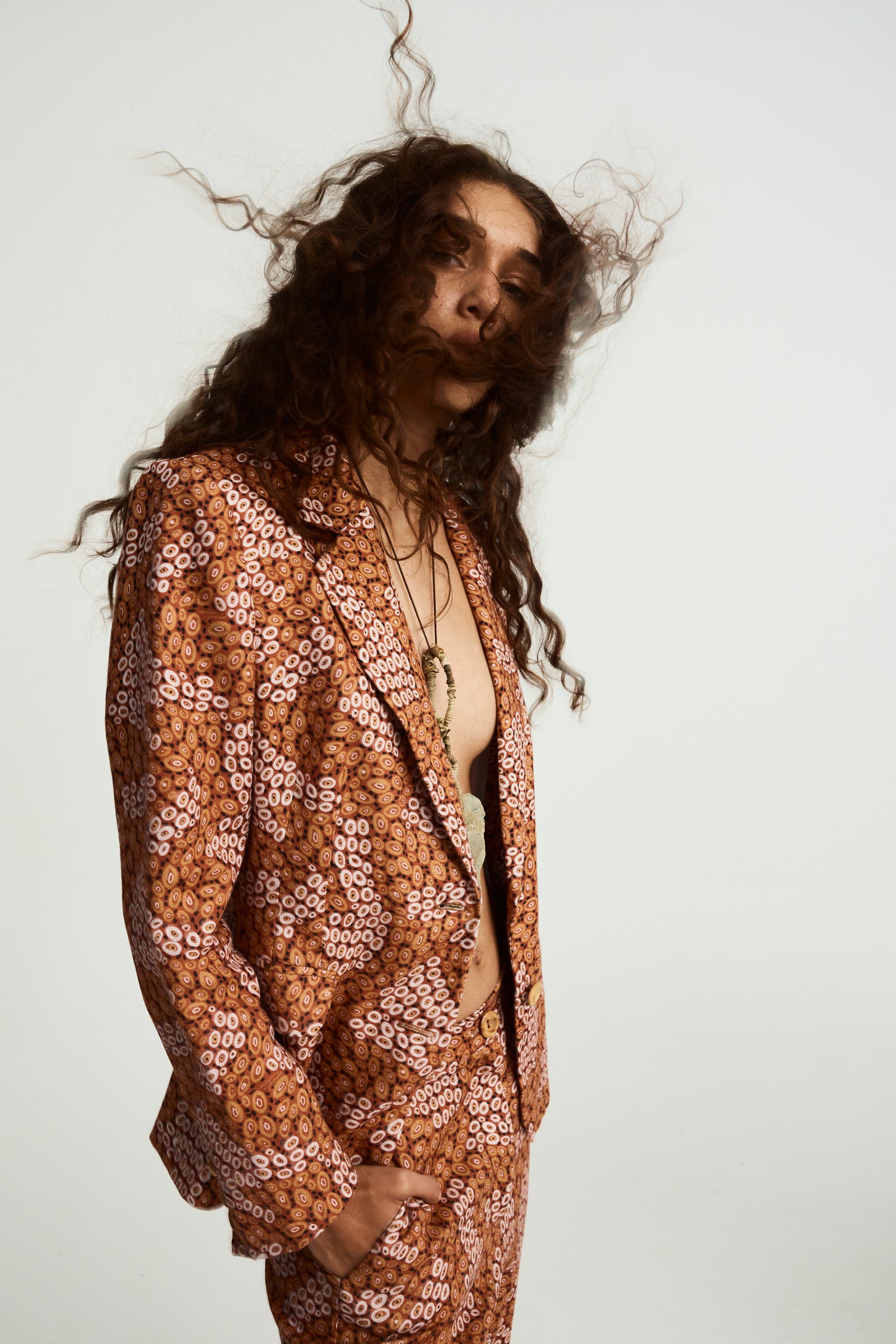 Jibaanga Ochre Linen Slimline Comfort Jacket