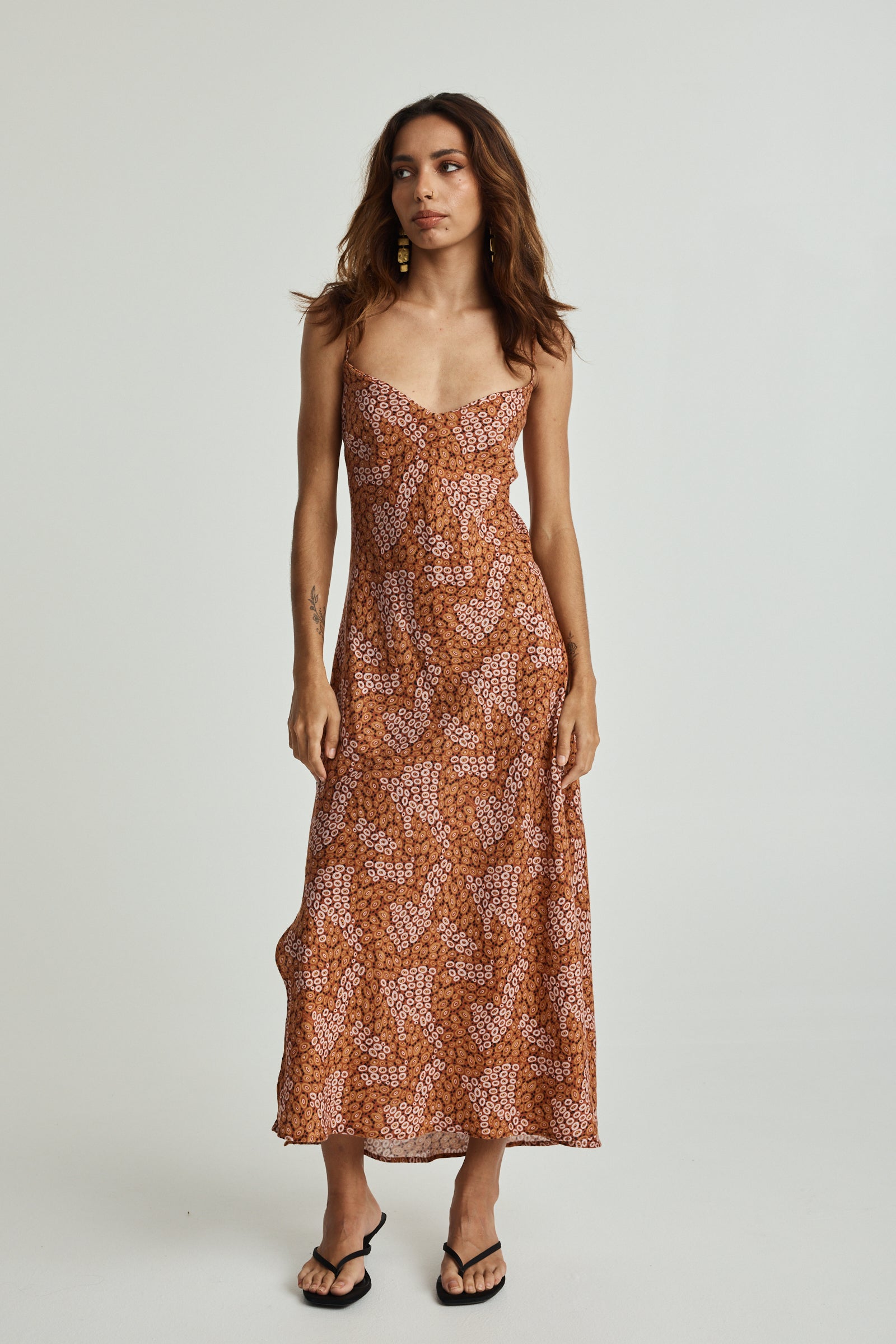 Jibaanga Ochre Linen Slip Dress