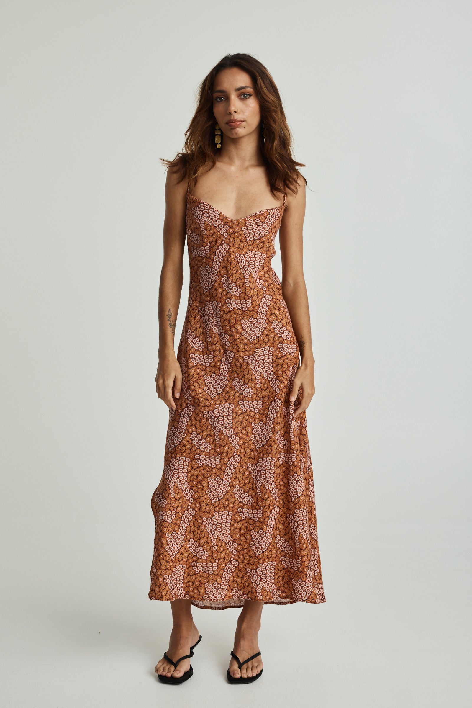 Jibaanga Ochre Linen Slip Dress