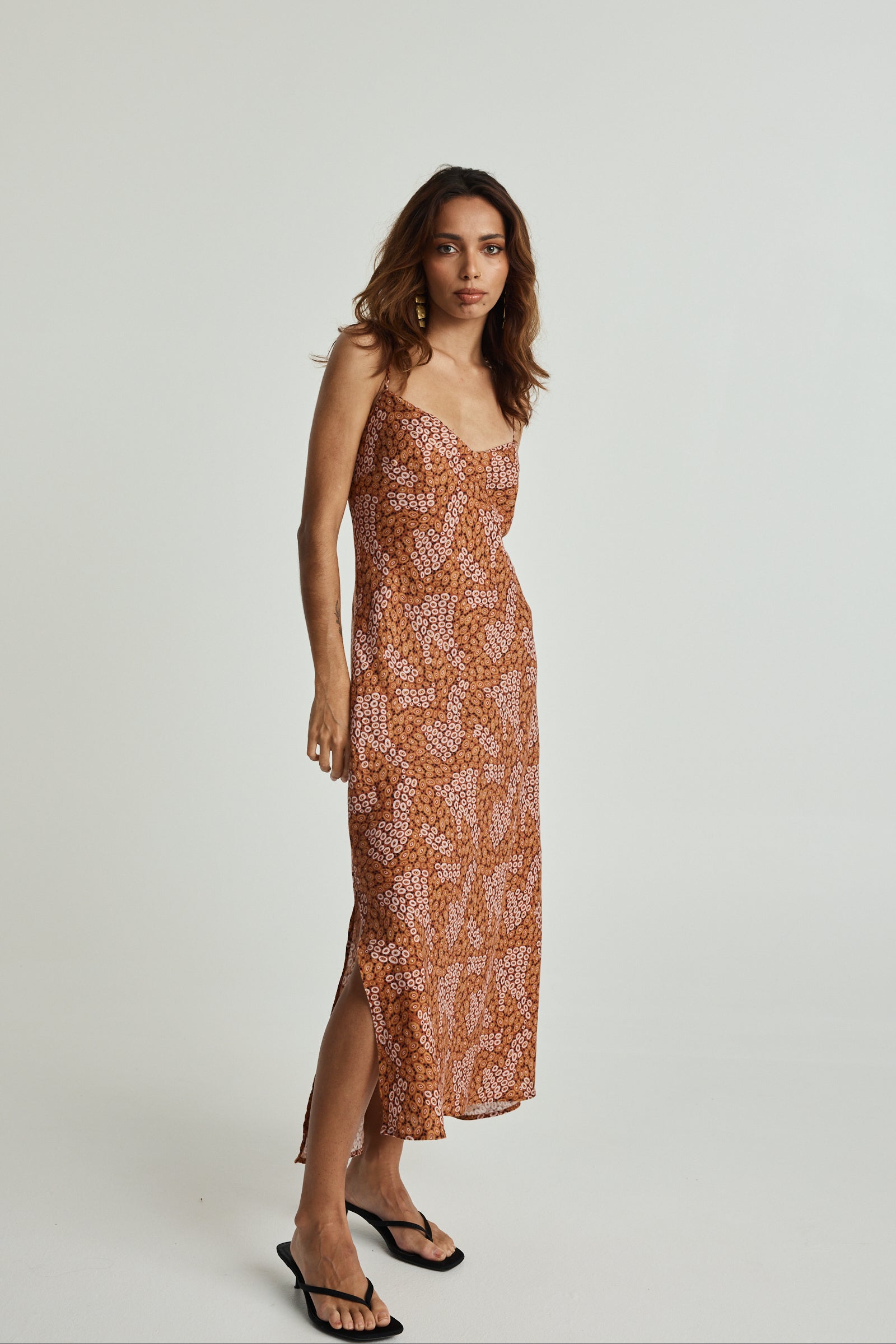 Jibaanga Ochre Linen Slip Dress
