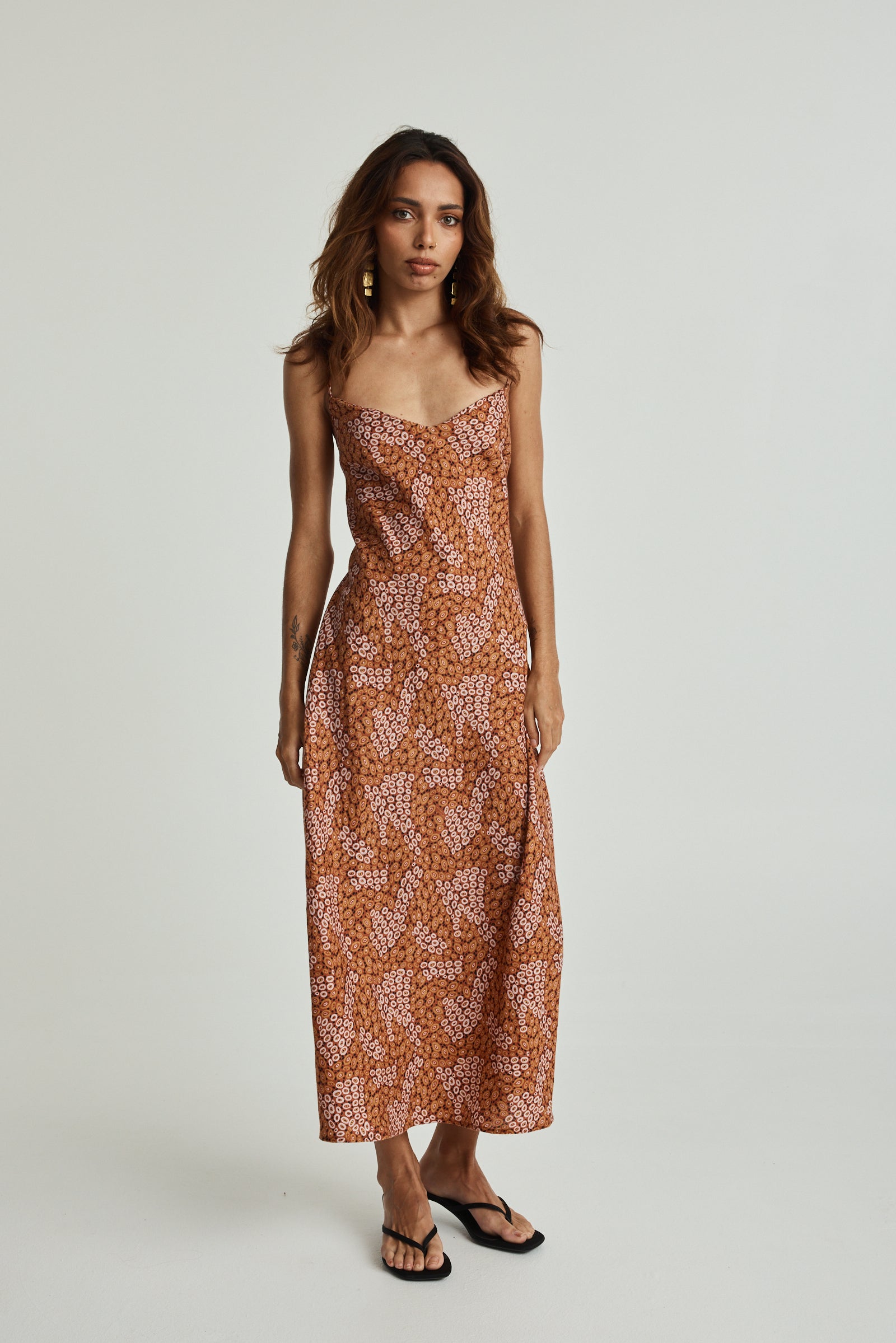 Jibaanga Ochre Linen Slip Dress
