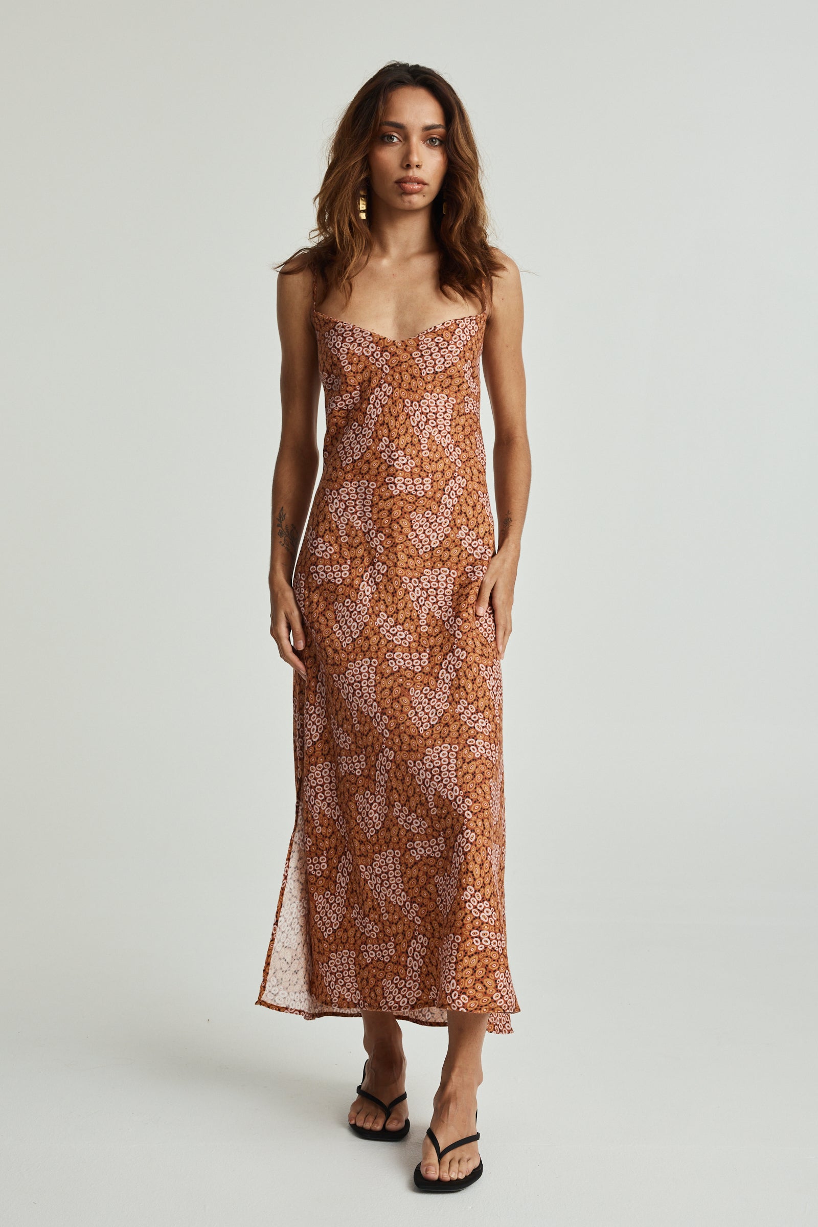 Jibaanga Ochre Linen Slip Dress