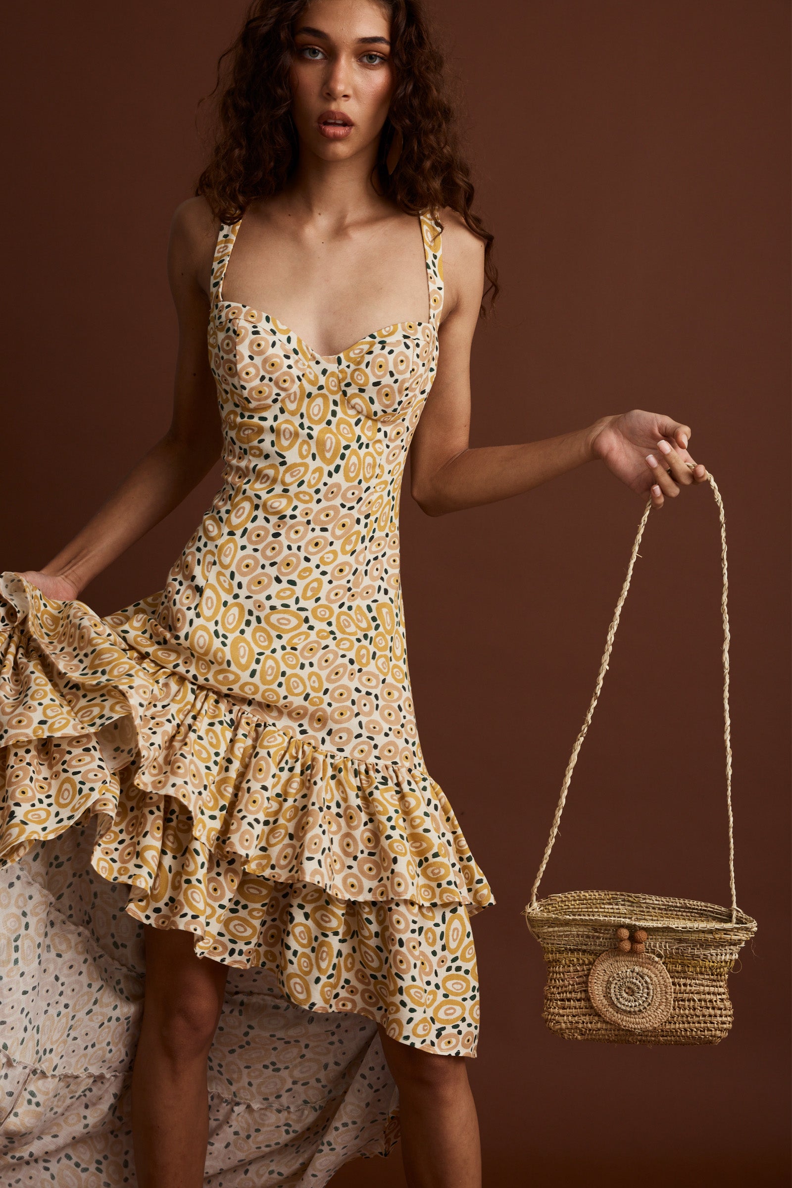 Jibaanga Sunshine Linen Ruffle Dress