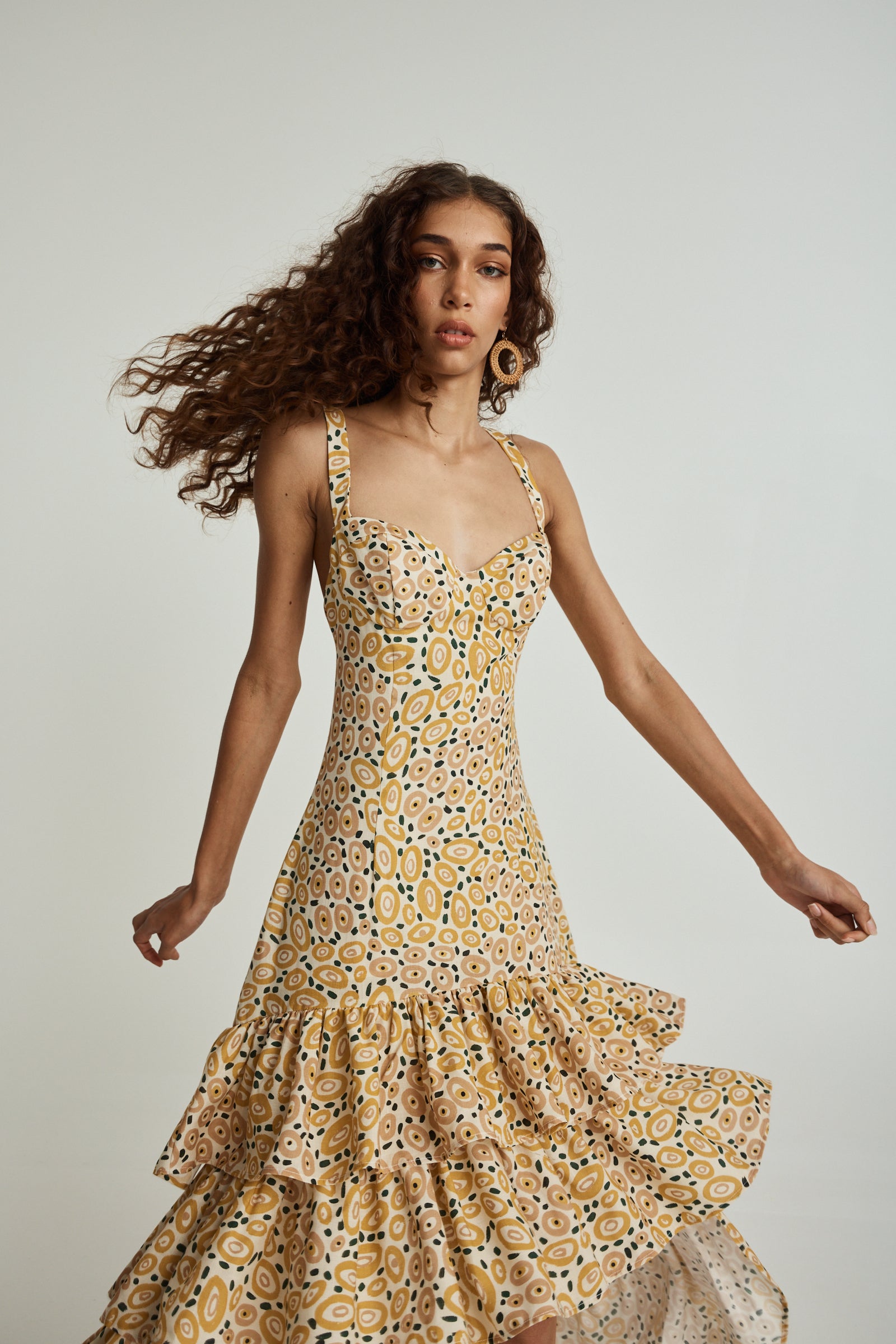 Jibaanga Sunshine Linen Ruffle Dress