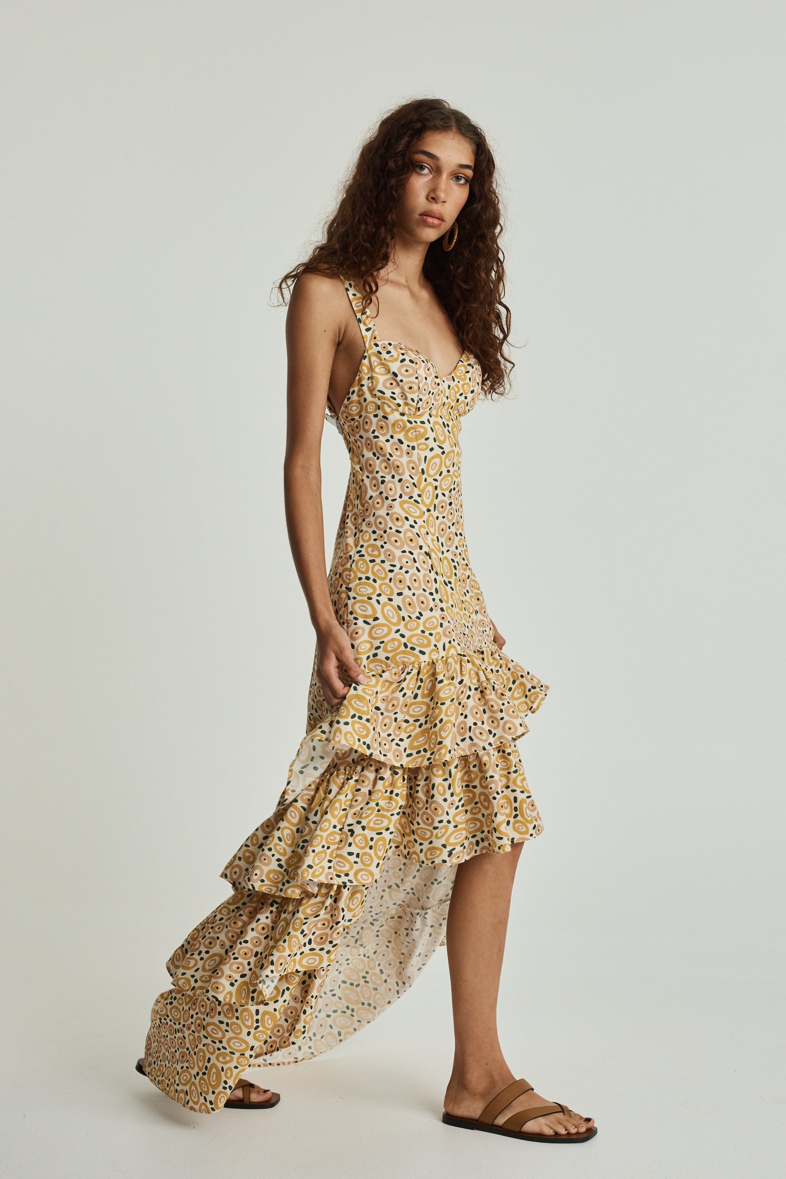 Jibaanga Sunshine Linen Ruffle Dress