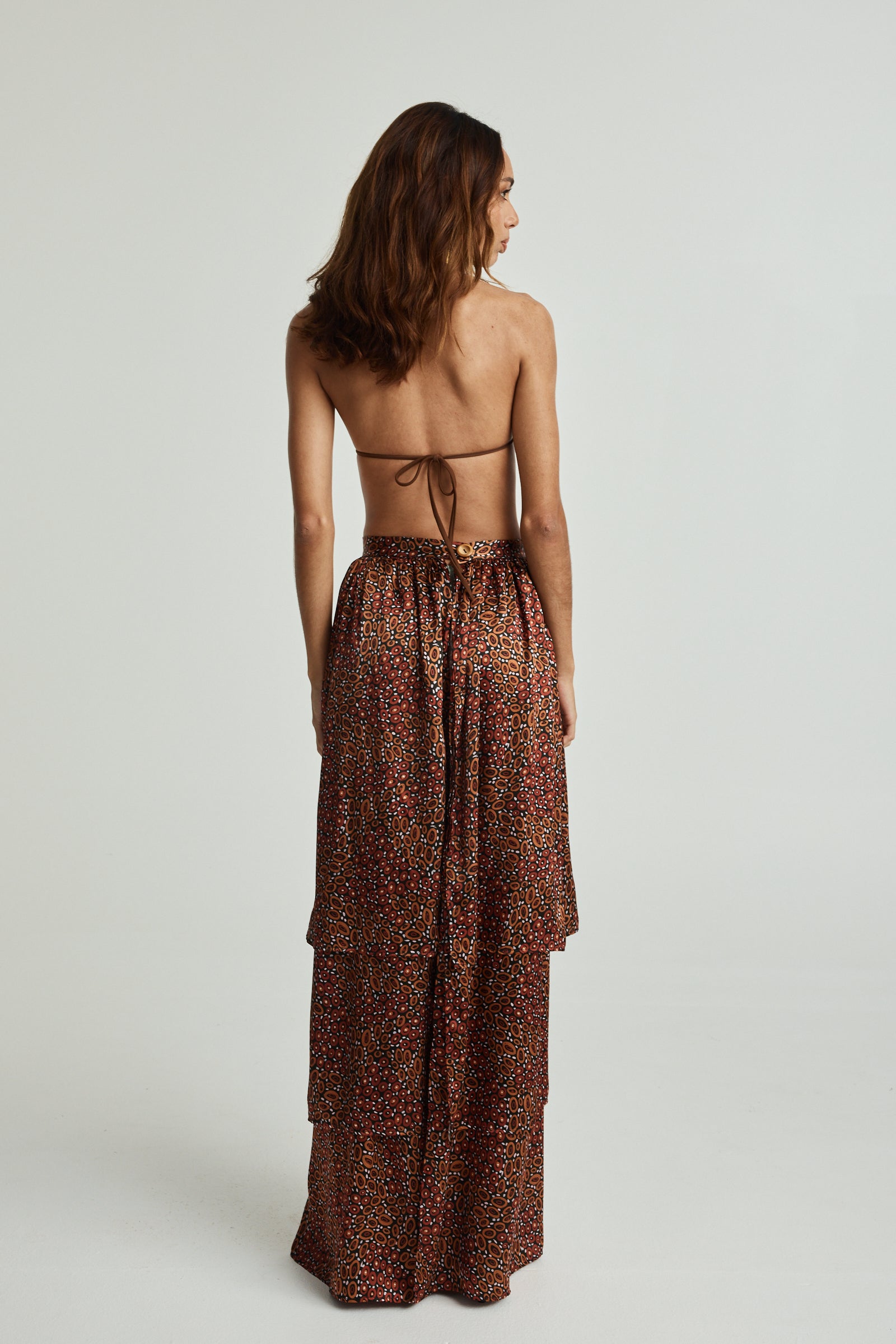 Collectors Edit | Jibaanga Chocolate Silk Layered Maxi Skirt