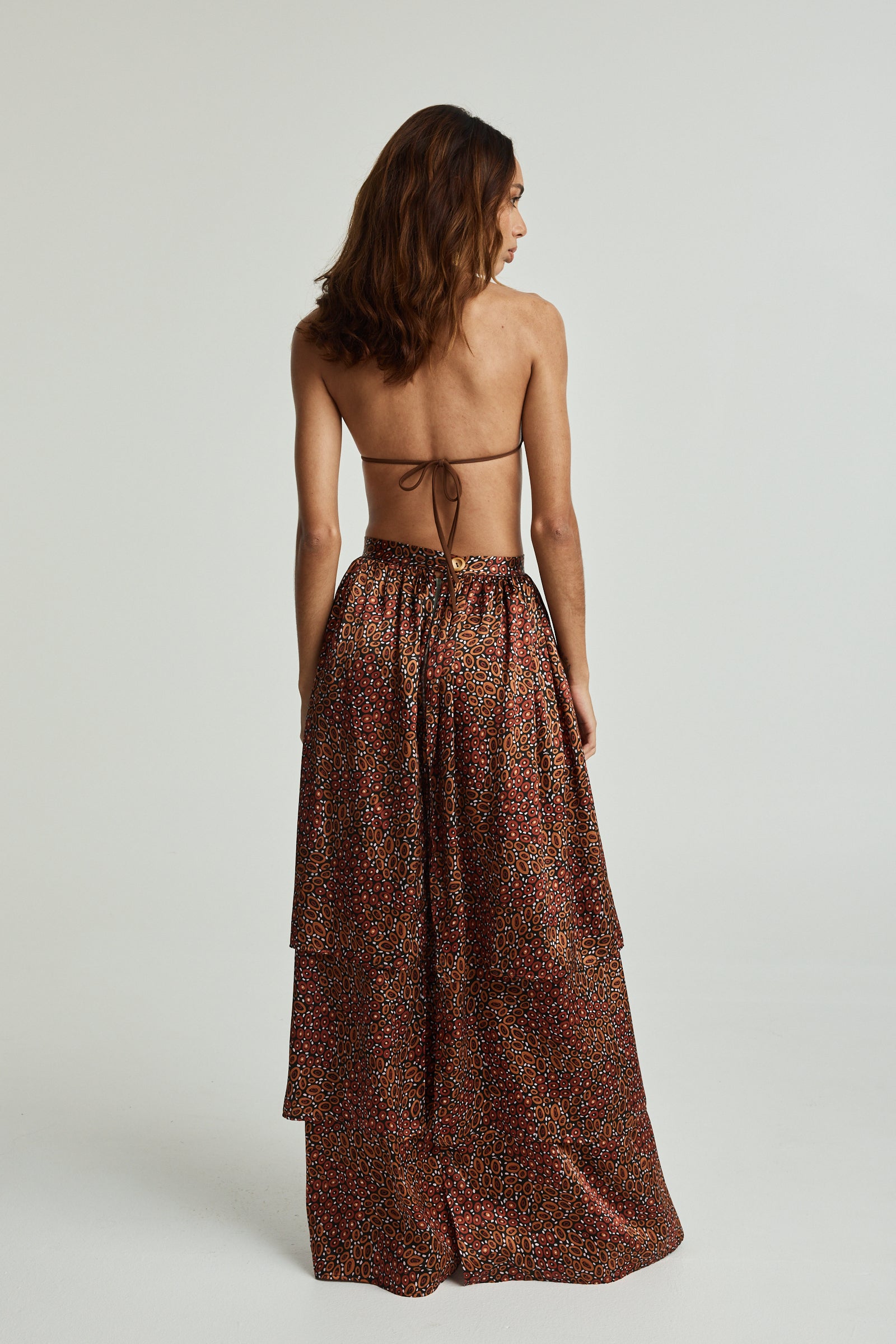Collectors Edit | Jibaanga Chocolate Silk Layered Maxi Skirt