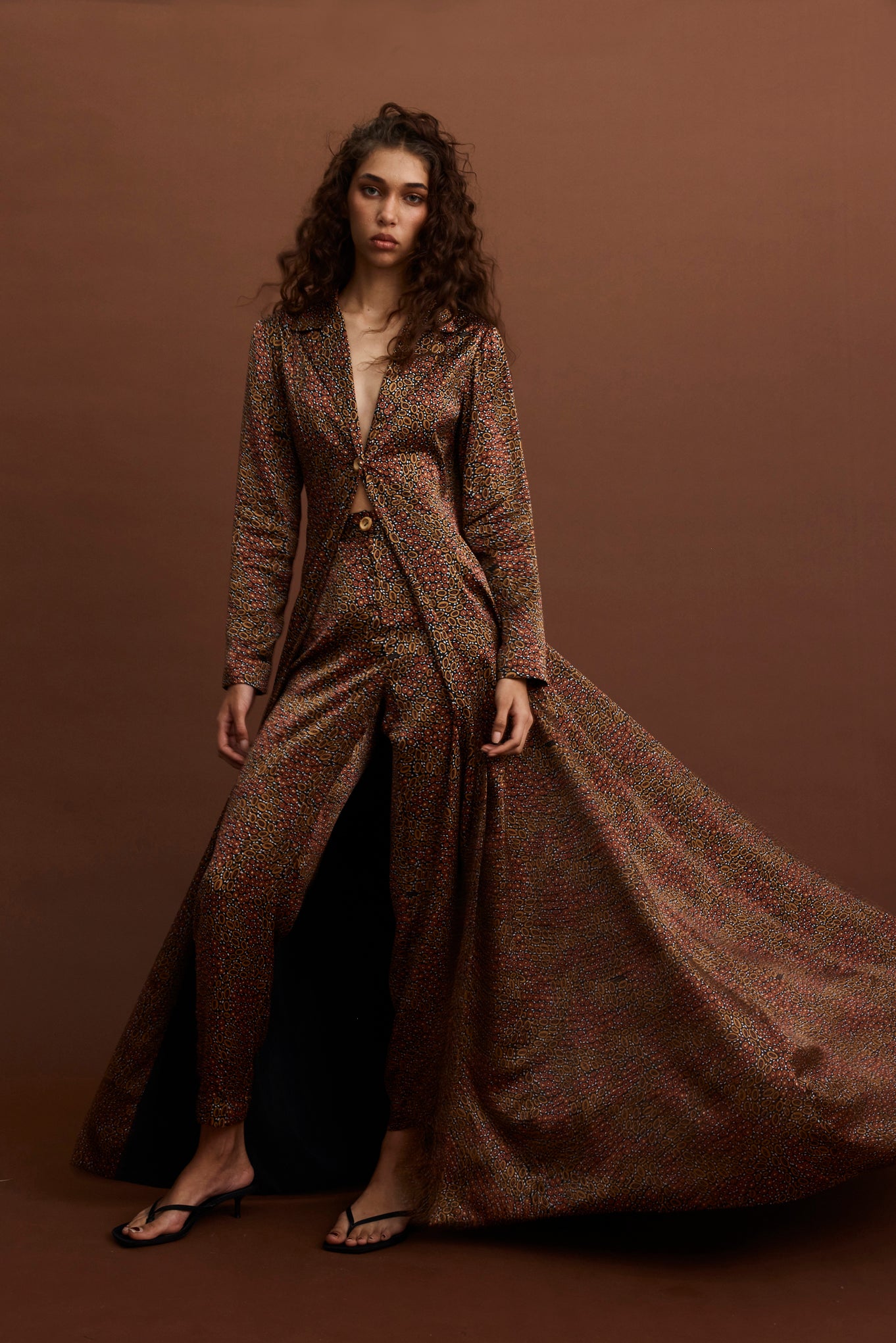 Jibaanga Chocolate Silk Trench