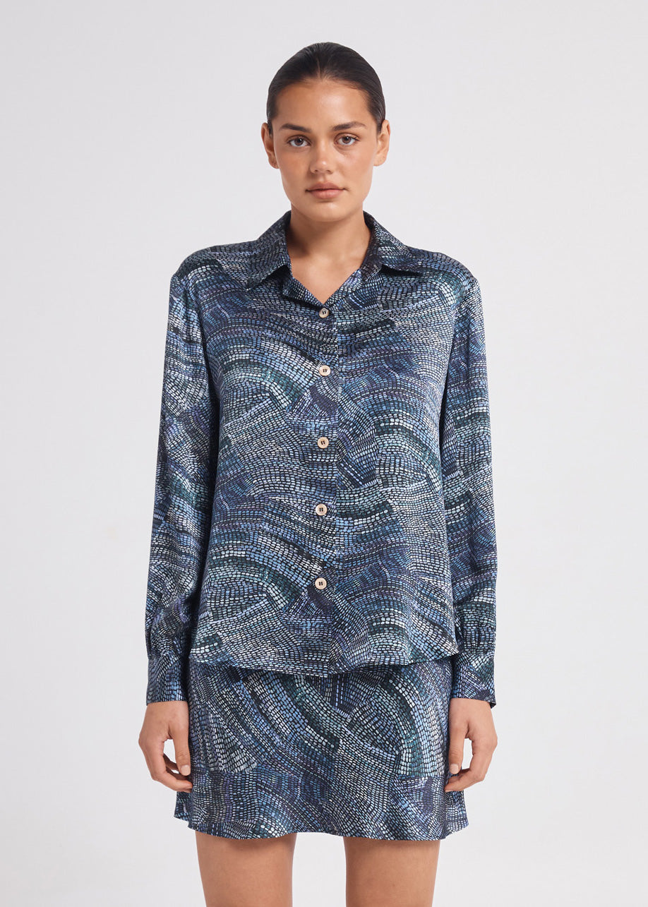 Fluid Long Sleeve Silk Shirt