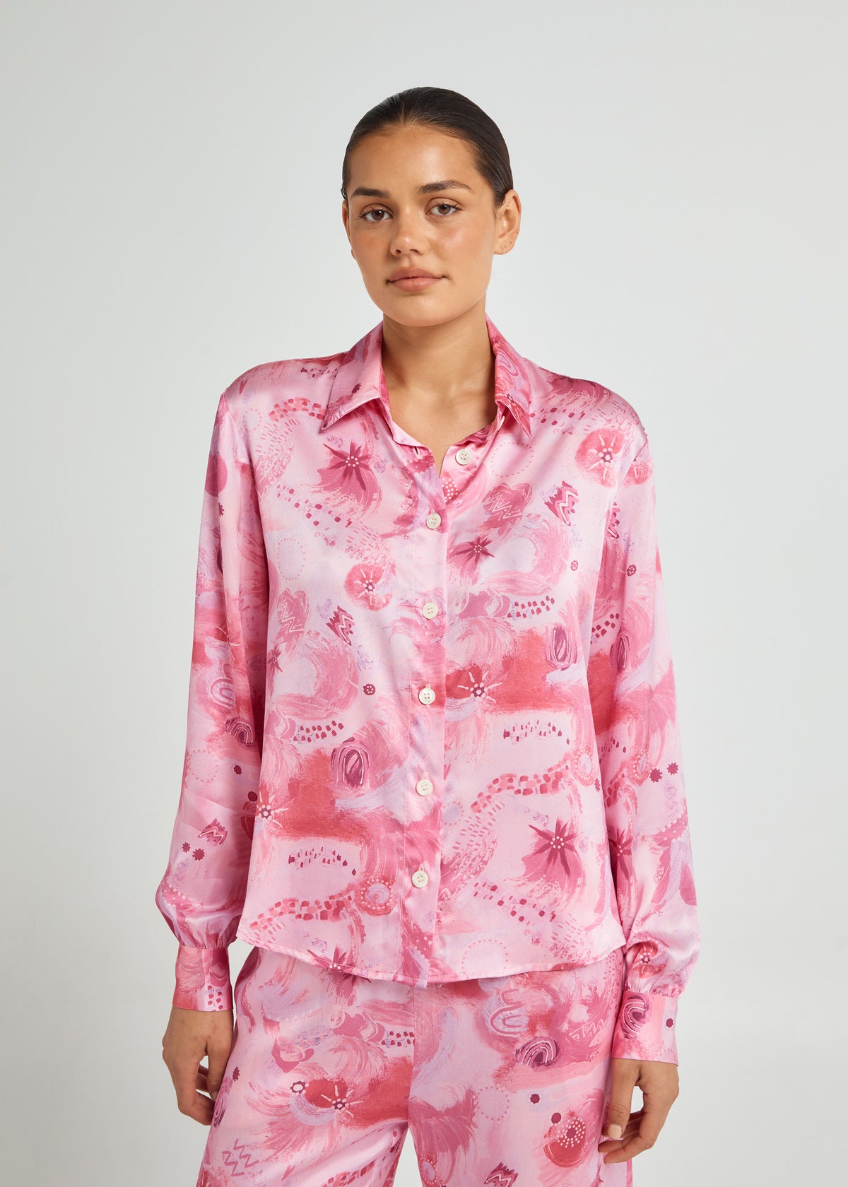 Fluid Long Sleeve Silk Shirt