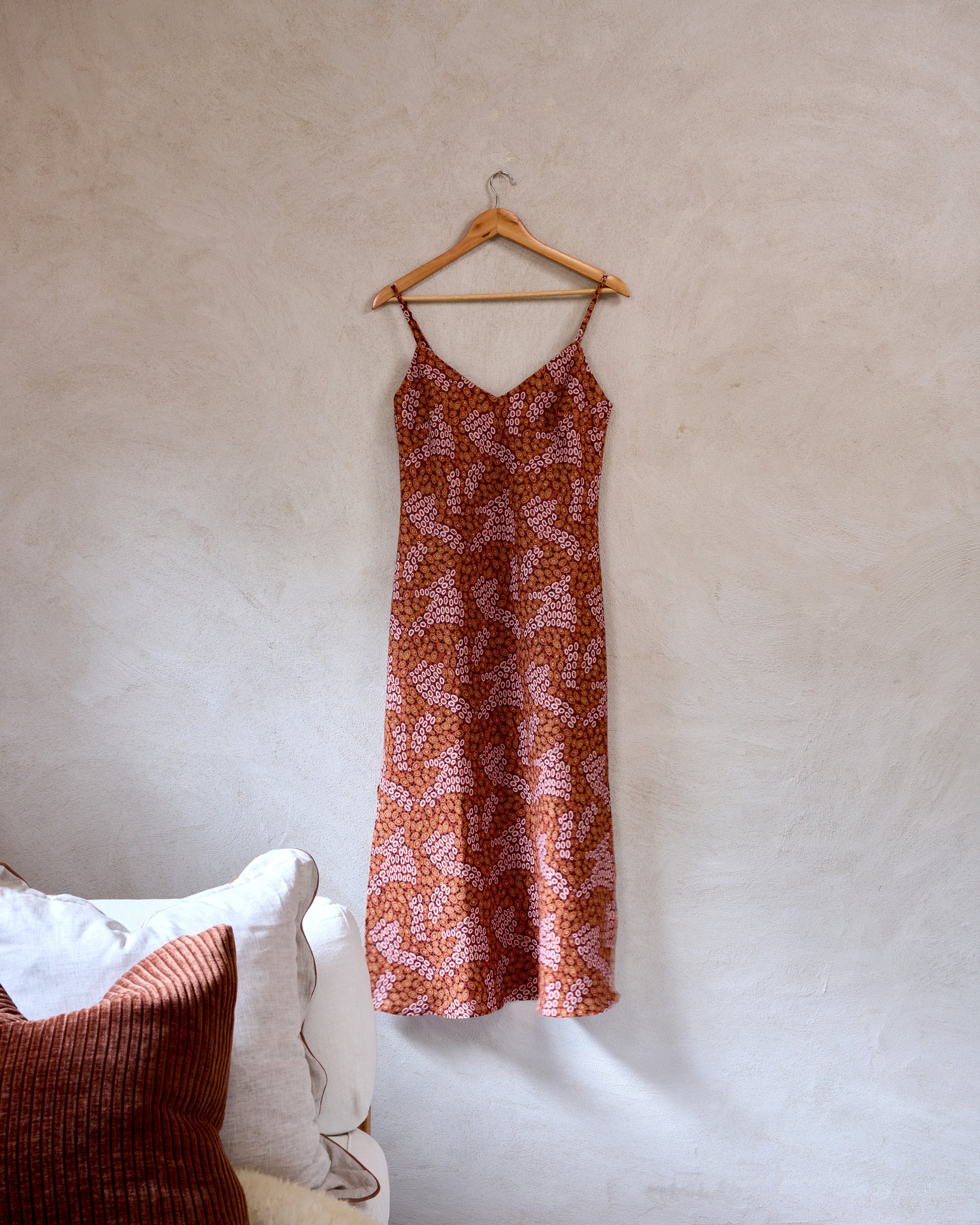 Jibaanga Ochre Linen Slip Dress