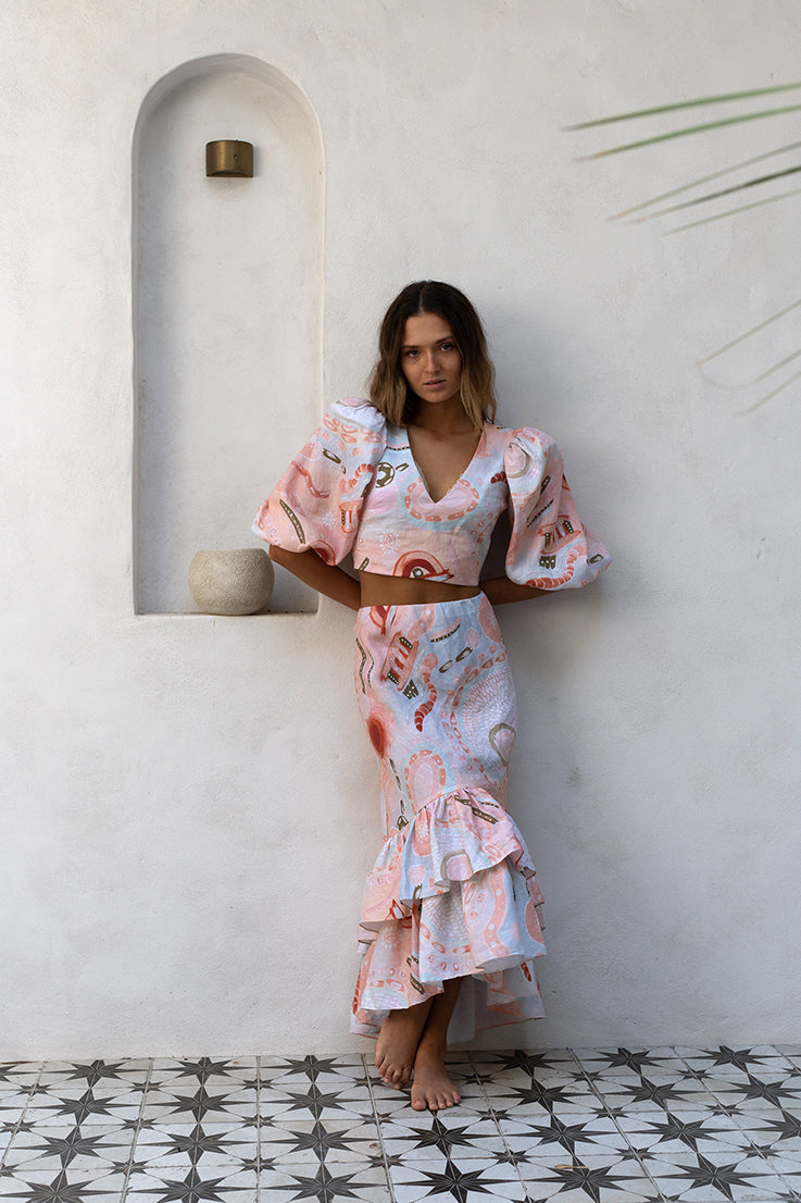 Collectors Edit | Miinggi Linen Bias Cut Frill Skirt
