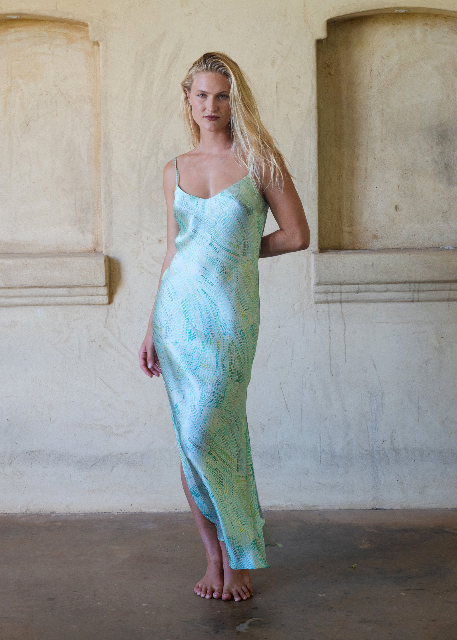 Jaanymili Saltwater Silk Slip Dress