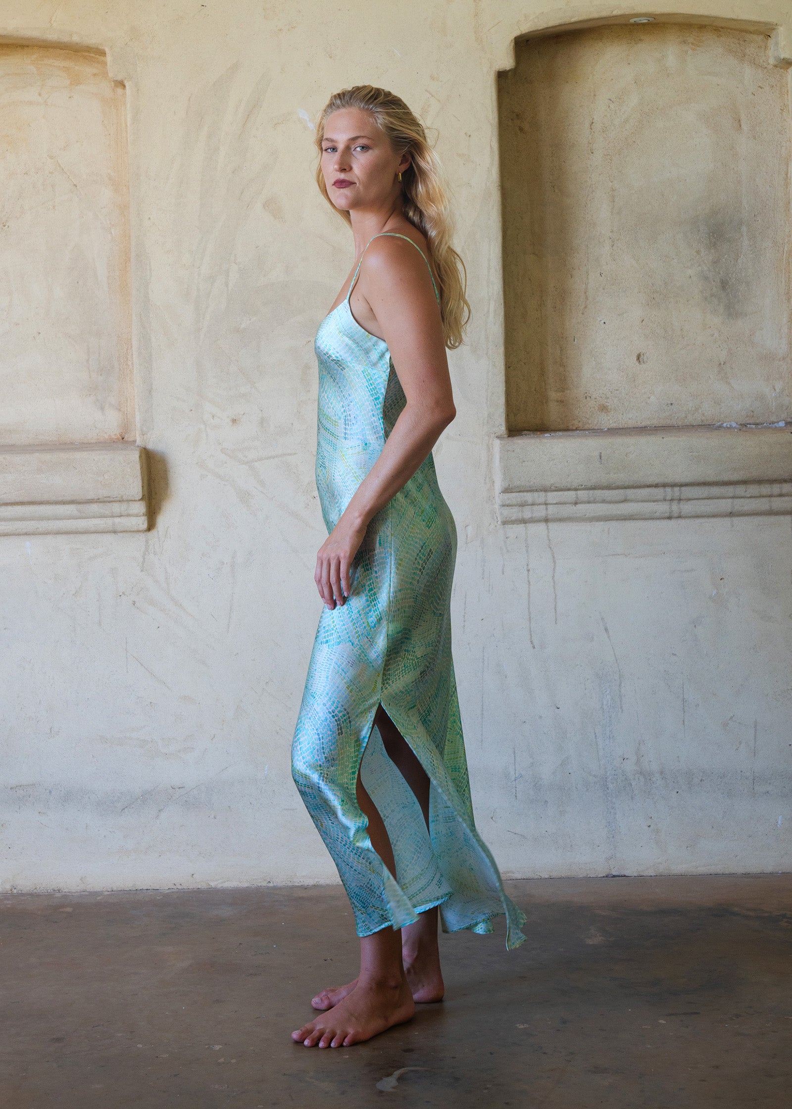 Jaanymili Saltwater Silk Slip Dress