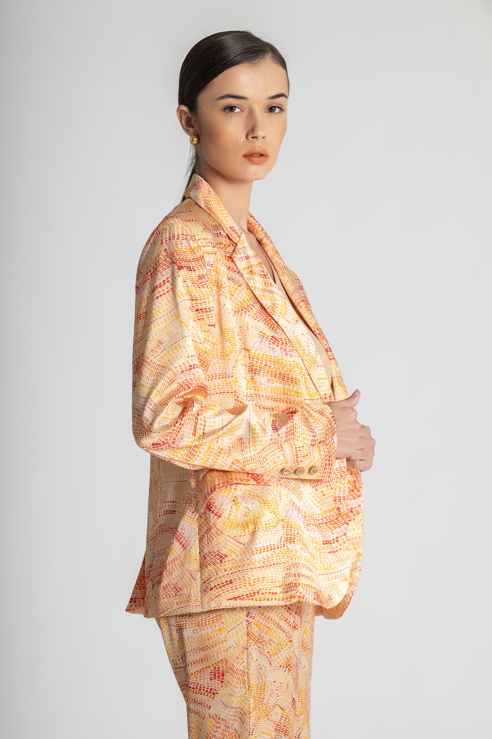 Jaanymili Sunset Slimline Comfort Silk Jacket (Ready To Wear)