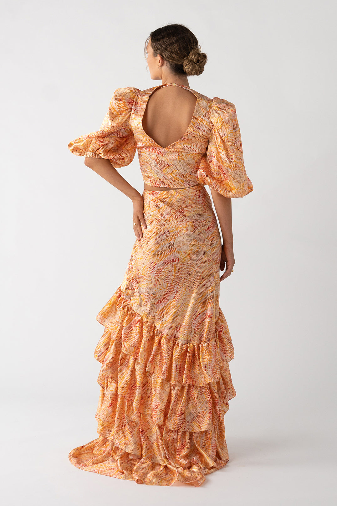 Collectors Edit | Jaanymili Sunset Silk Bias Cut Frill Skirt