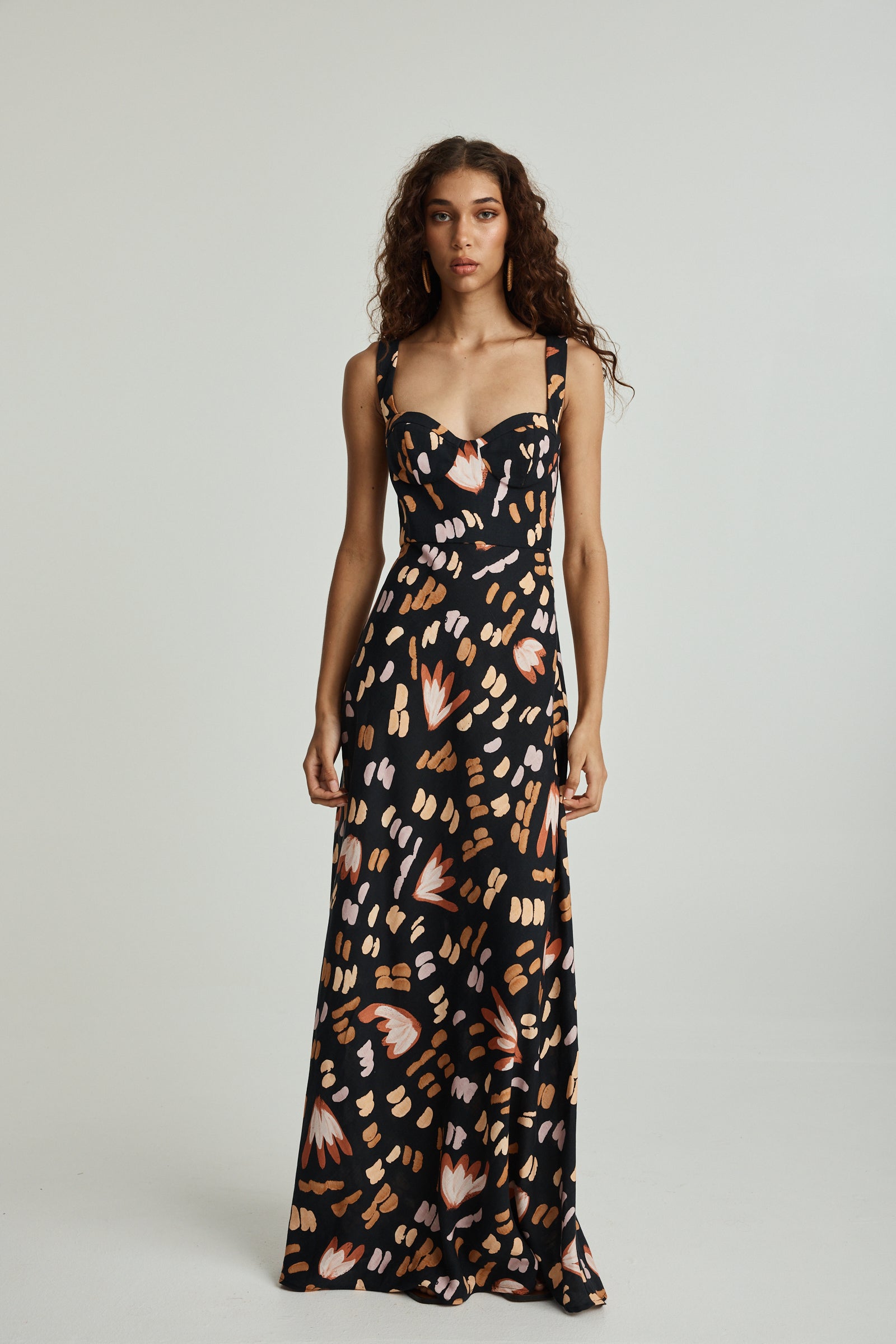 Jari & Jinda Black Linen Maxi Dress