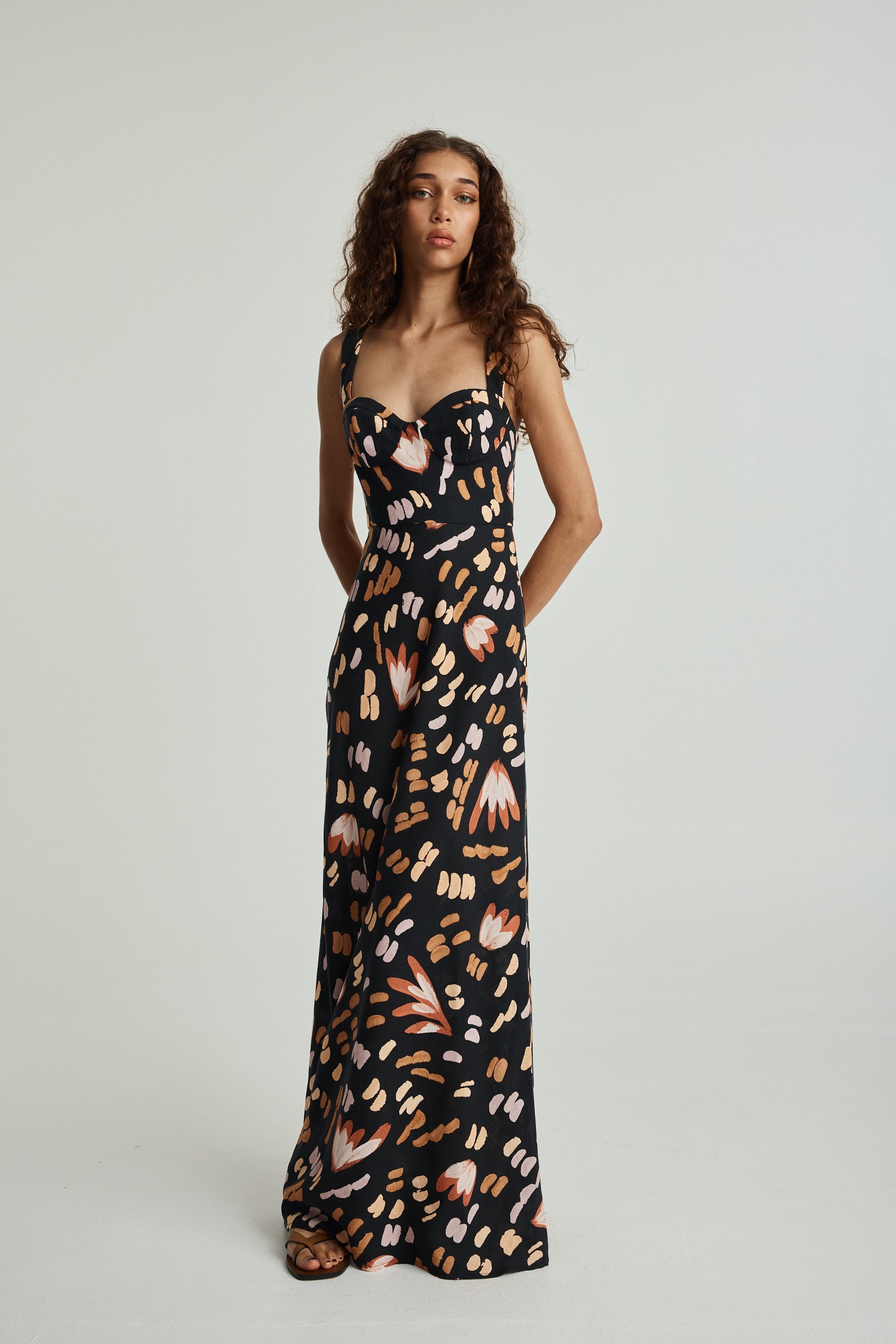 Jari & Jinda Black Linen Maxi Dress