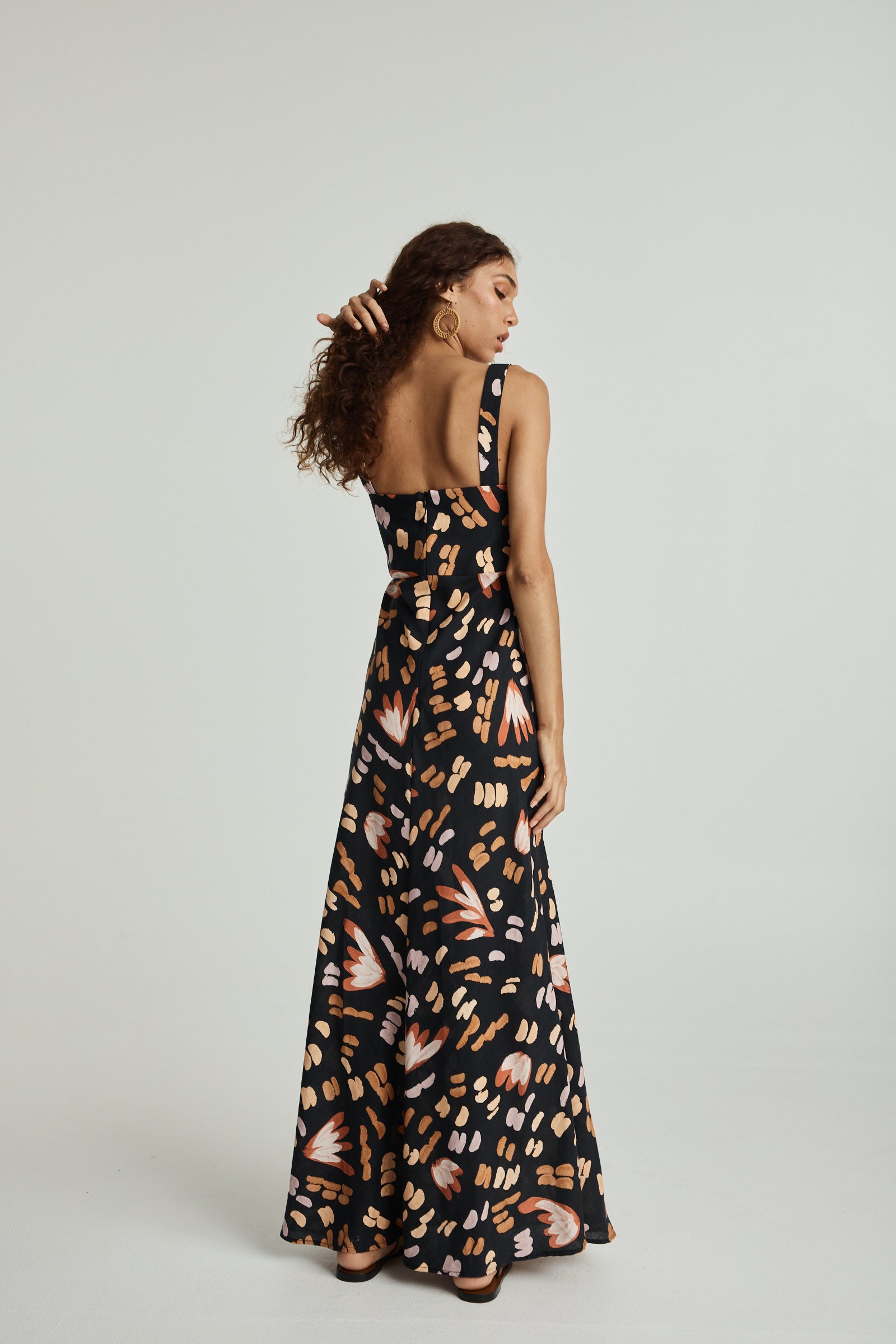 Jari & Jinda Black Linen Maxi Dress