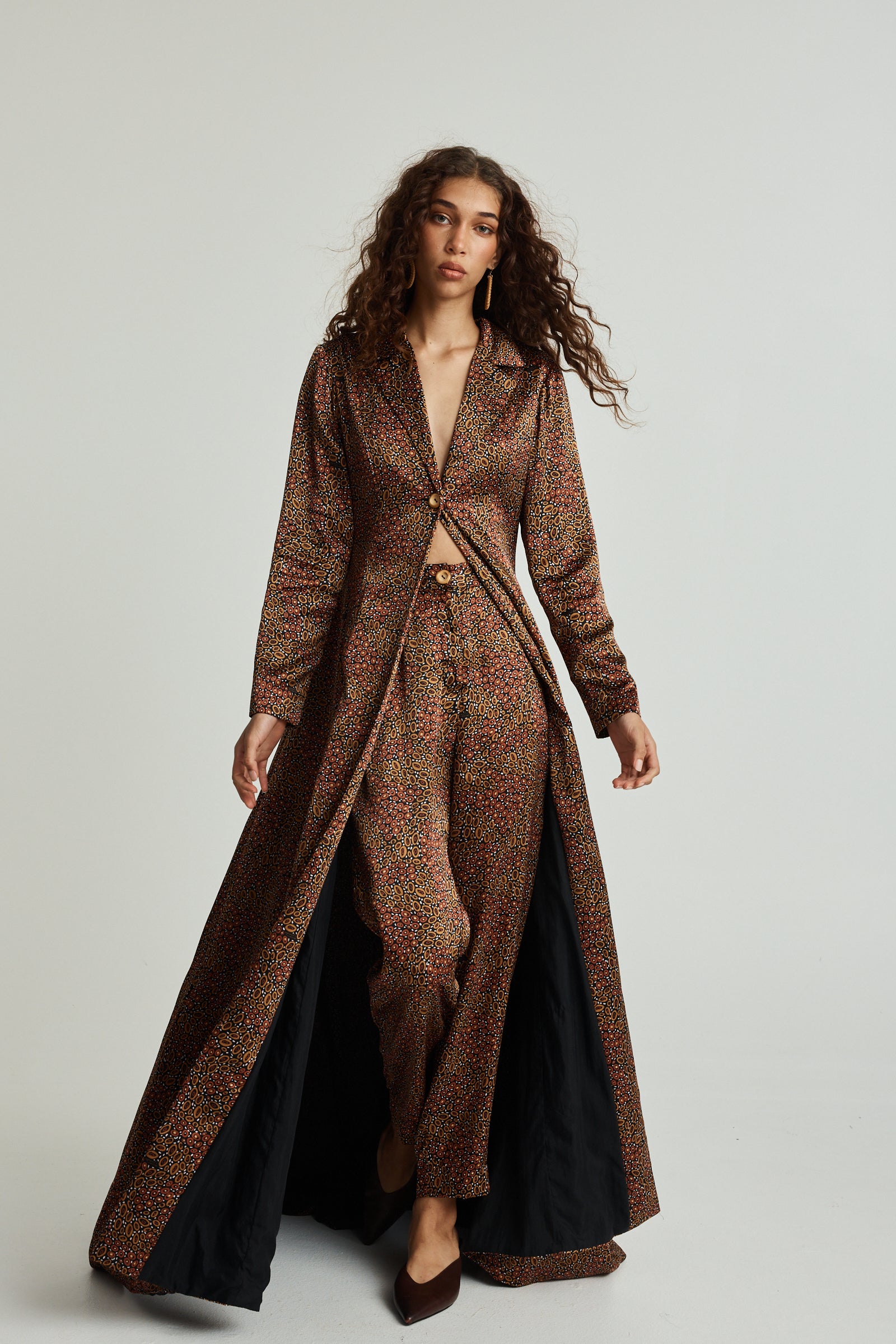 Jibaanga Chocolate Silk Trench