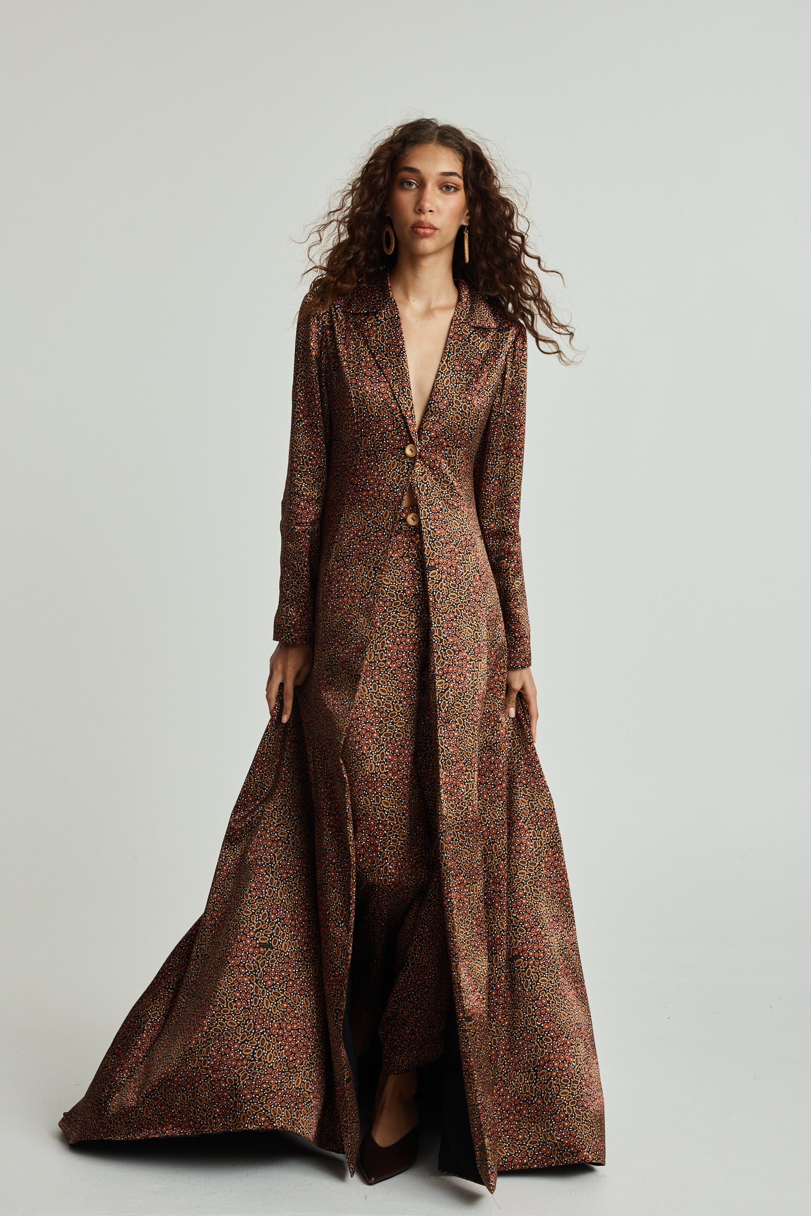 Jibaanga Chocolate Silk Trench