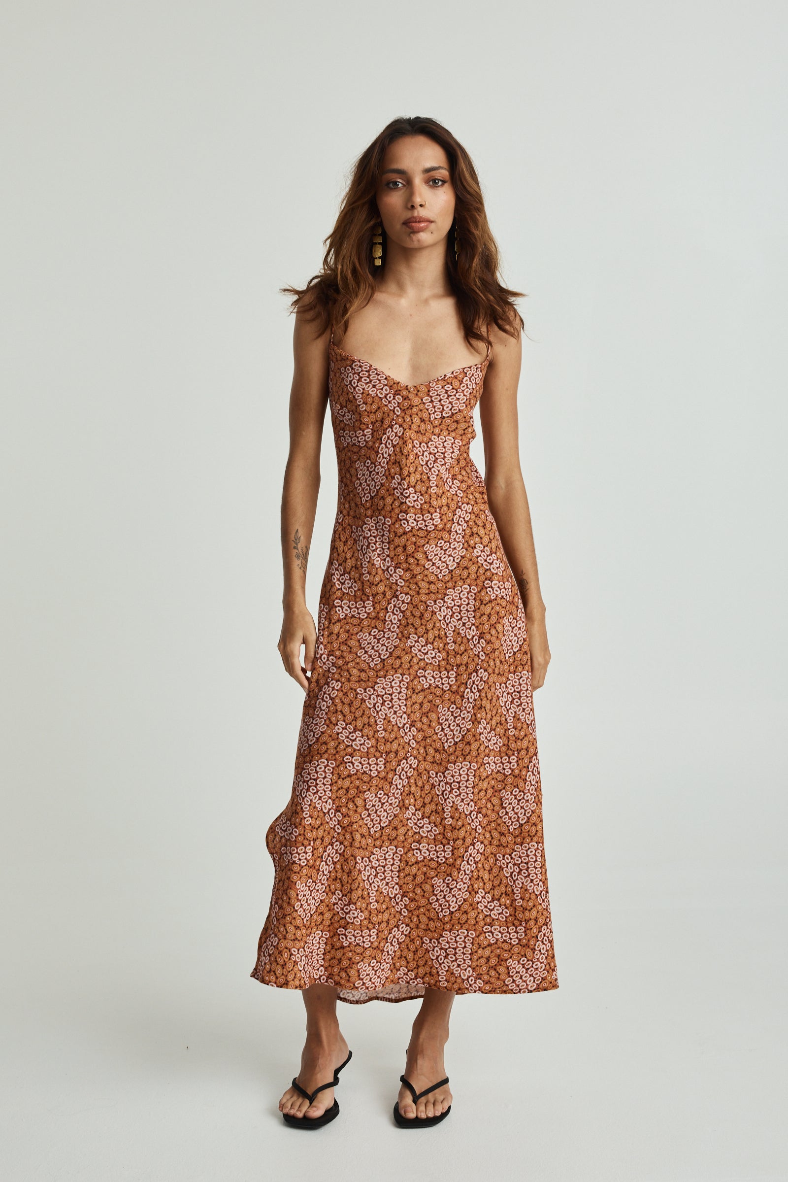 Jibaanga Ochre Linen Slip Dress