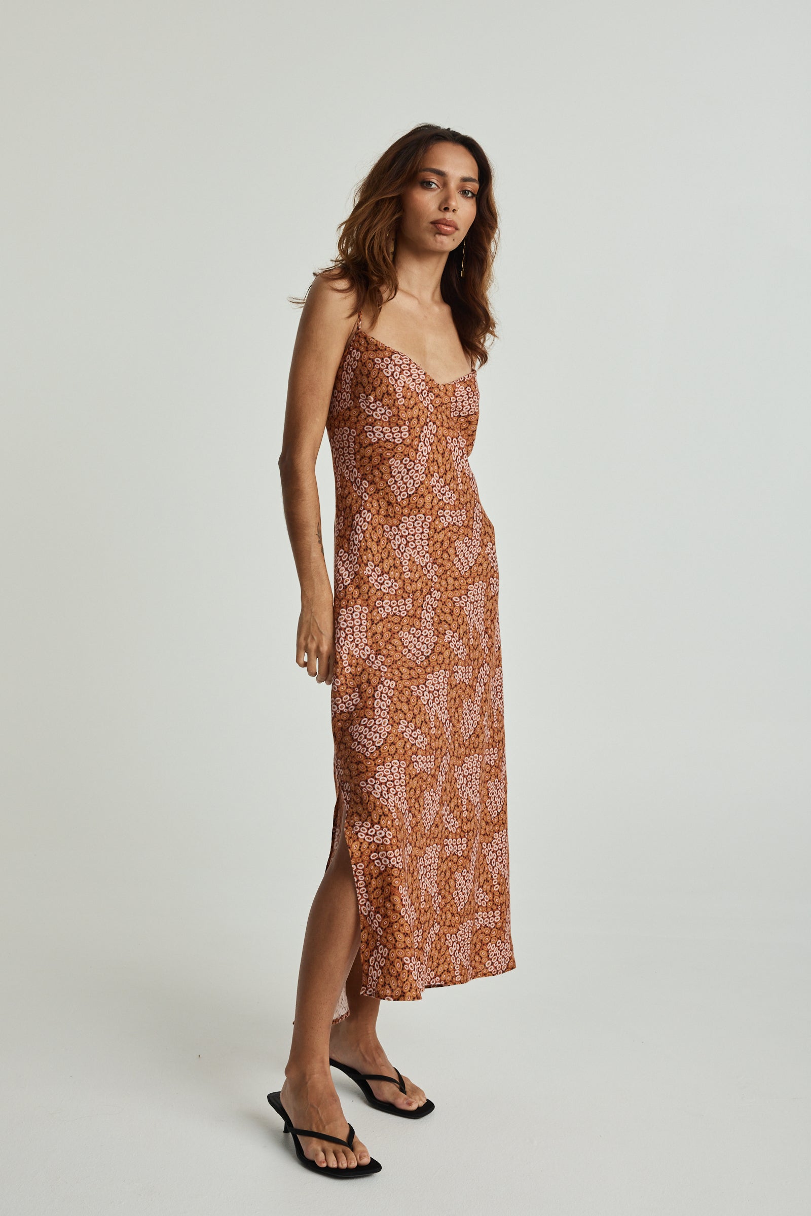 Jibaanga Ochre Linen Slip Dress