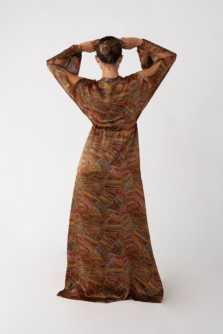 Collectors Edit | Jaanymili Button Front & Slashed Sleeved Silk Dress