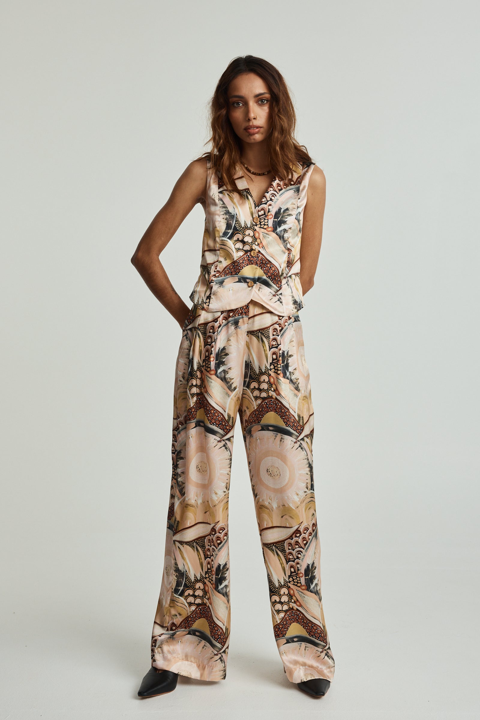 Yaara Shine Silk Wide Leg Trouser (Ready To Wear)