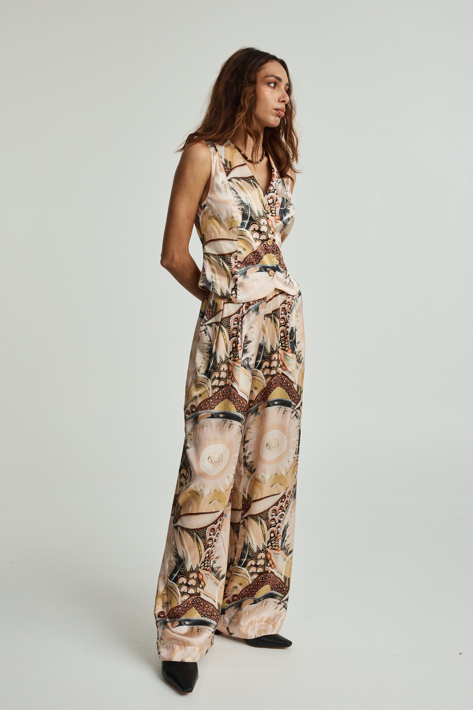 Yaara Shine Silk Wide Leg Trouser (Ready To Wear)