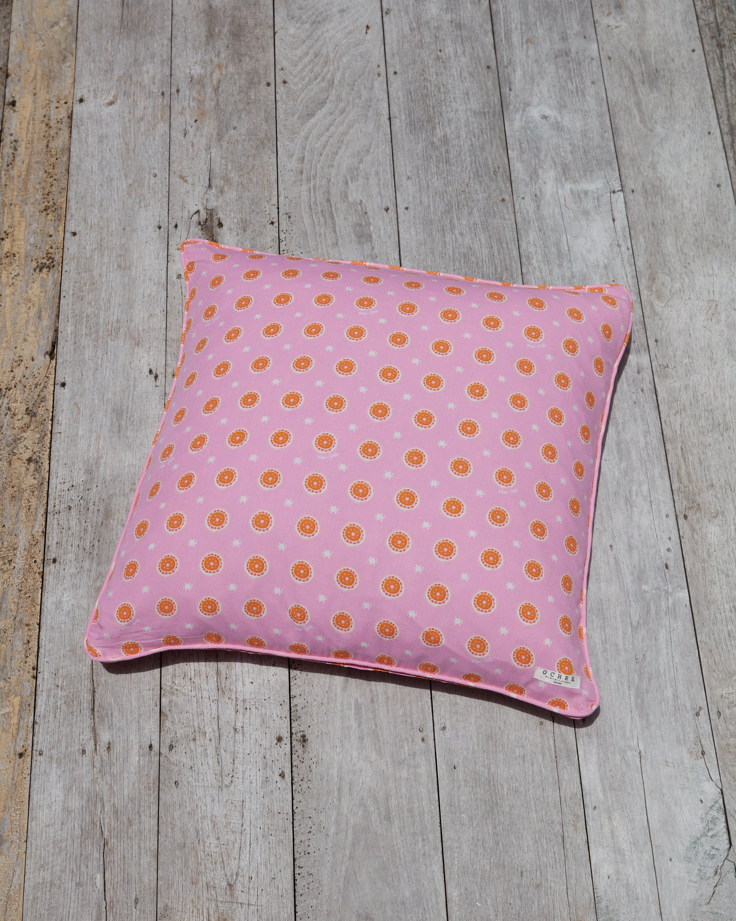 Pink polka dot outlet cushion